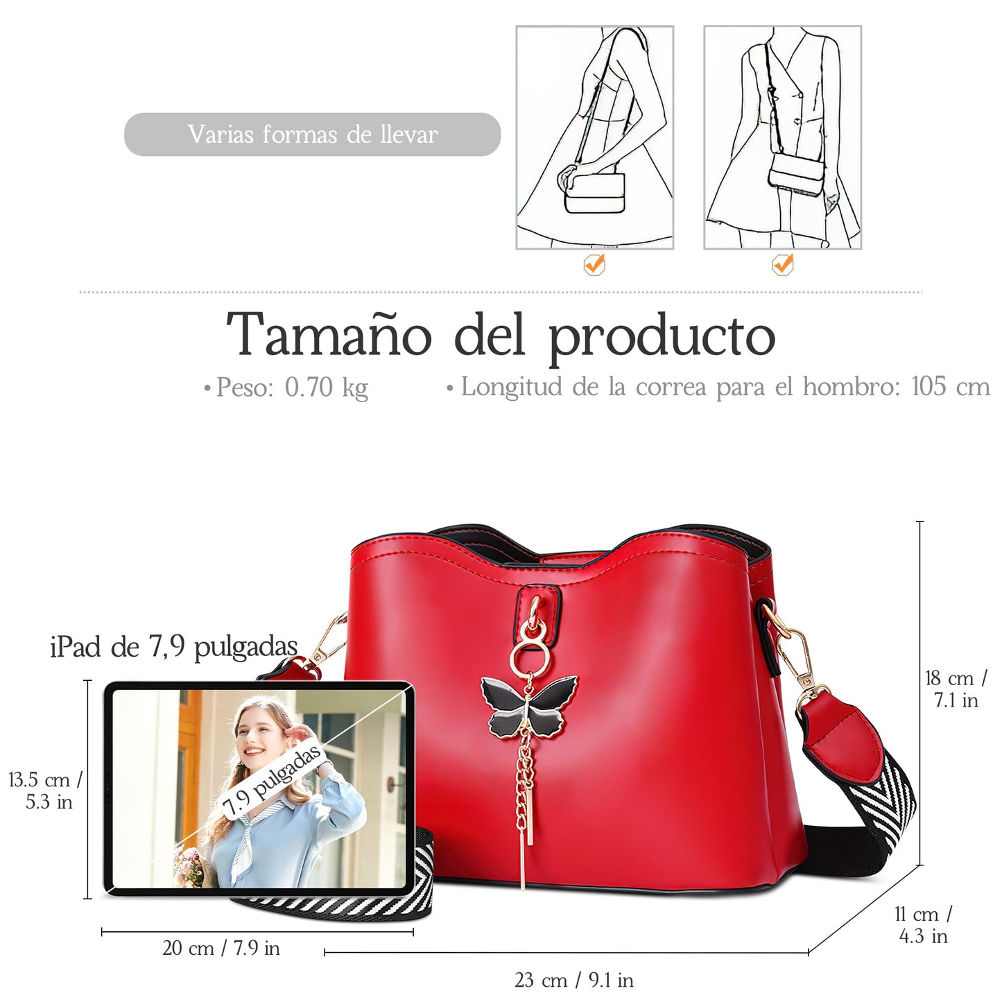 EBXN Bolso de Hombro de Moda para Mujer