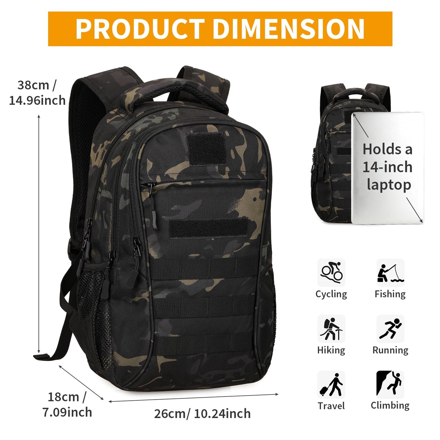 EBXN Mochila Militar Pequeña 15L