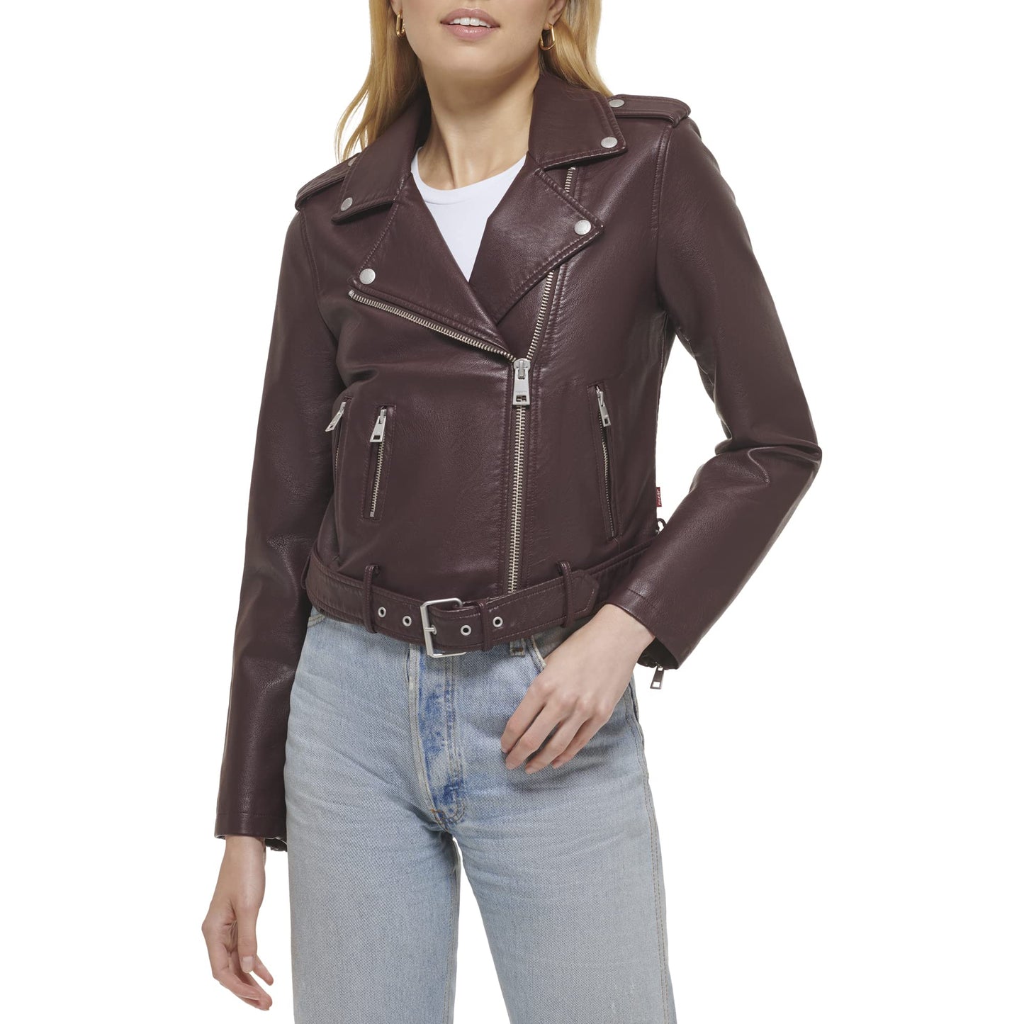 EBXN Women's Belted Faux Leather