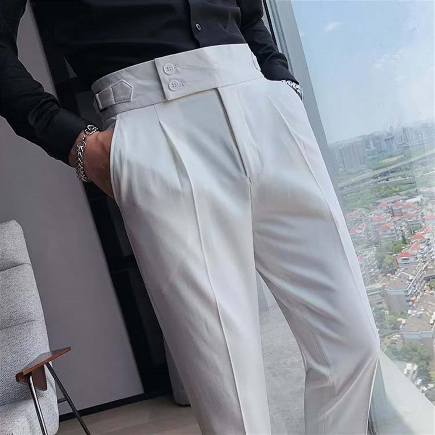 EBXN Pantalones de traje para hombre