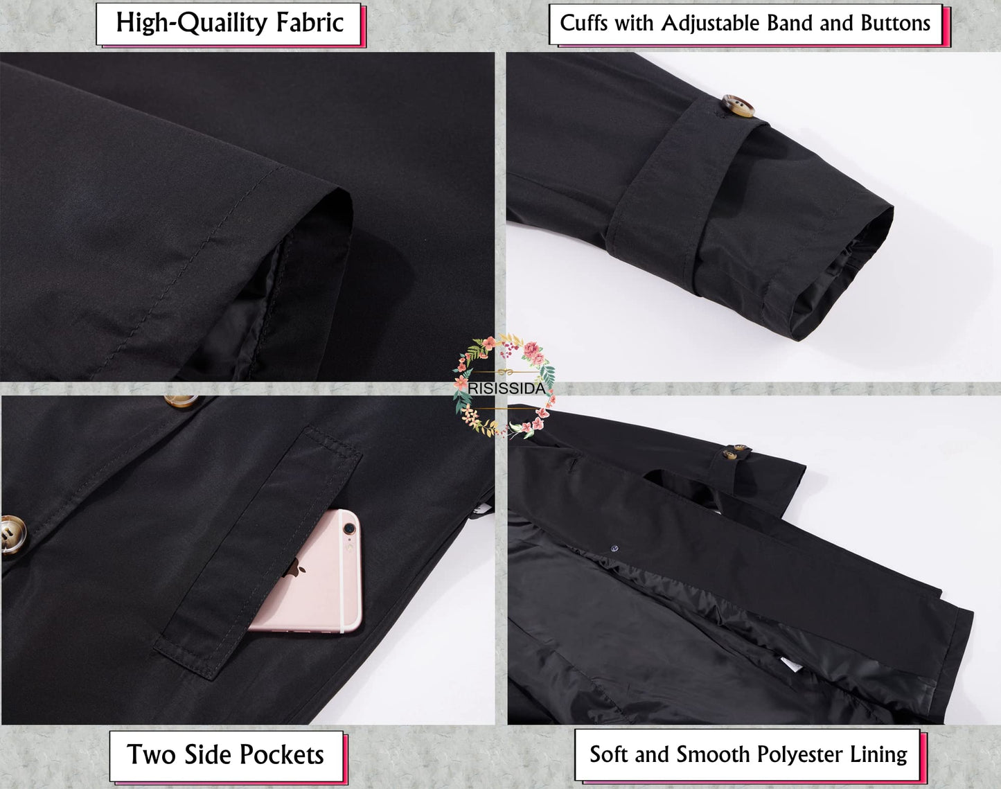 eBexxin - Women Trench Coats Loose Fit