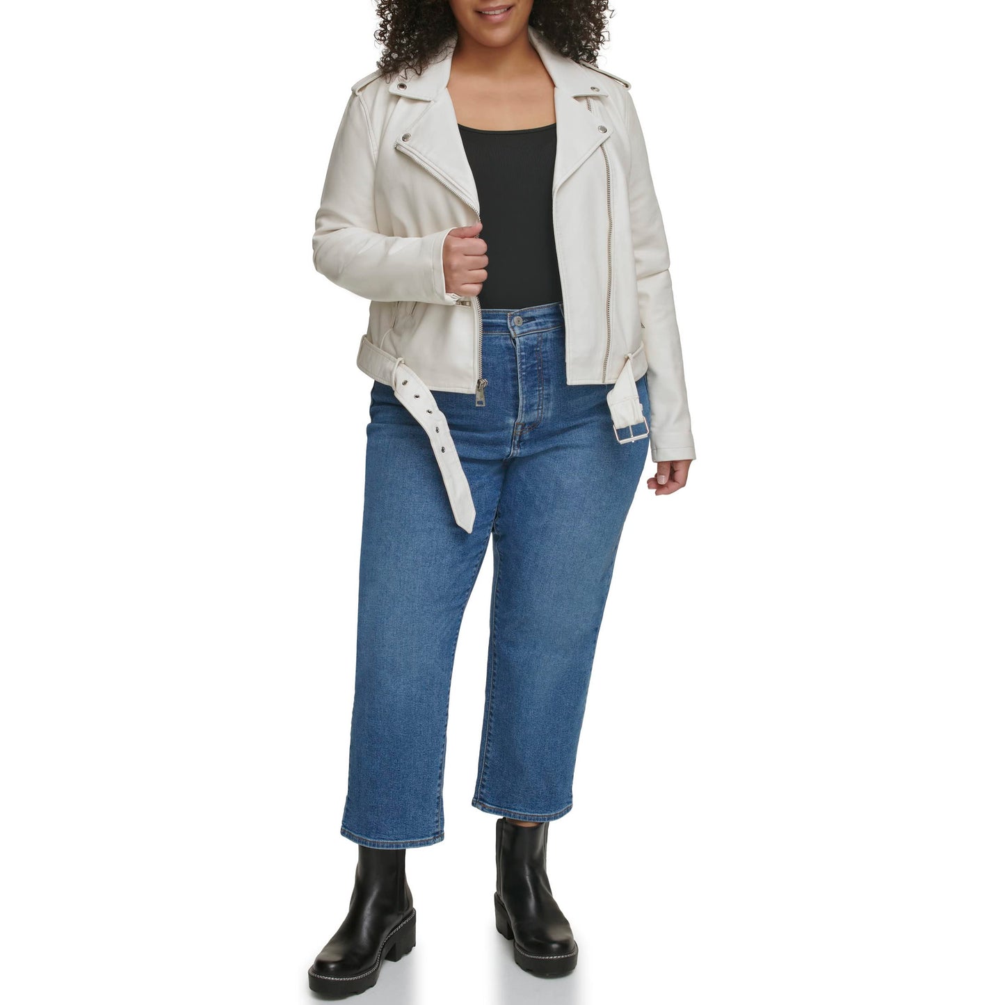 EBXN Women's Belted Faux Leather