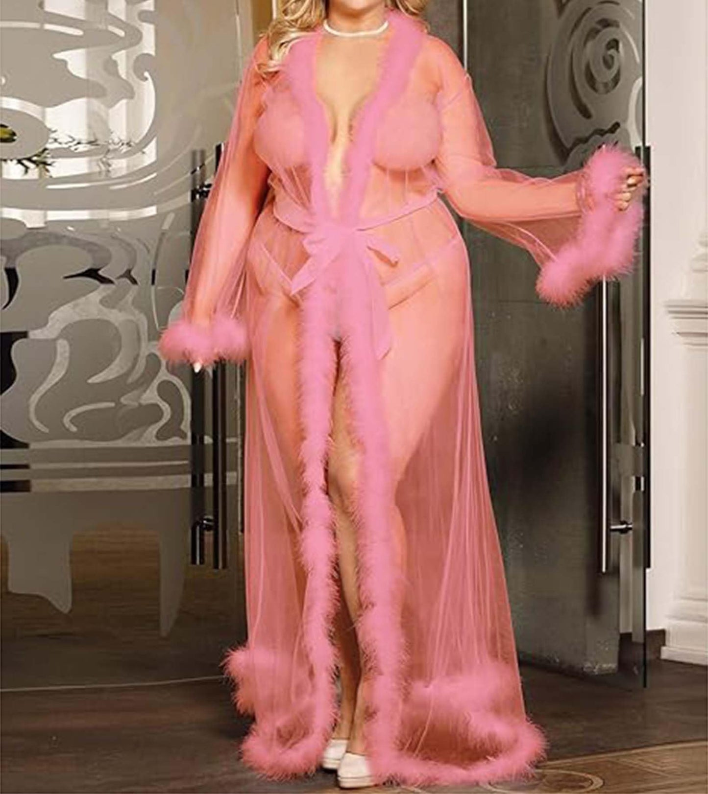 Vestido Kimono Largo Transparente