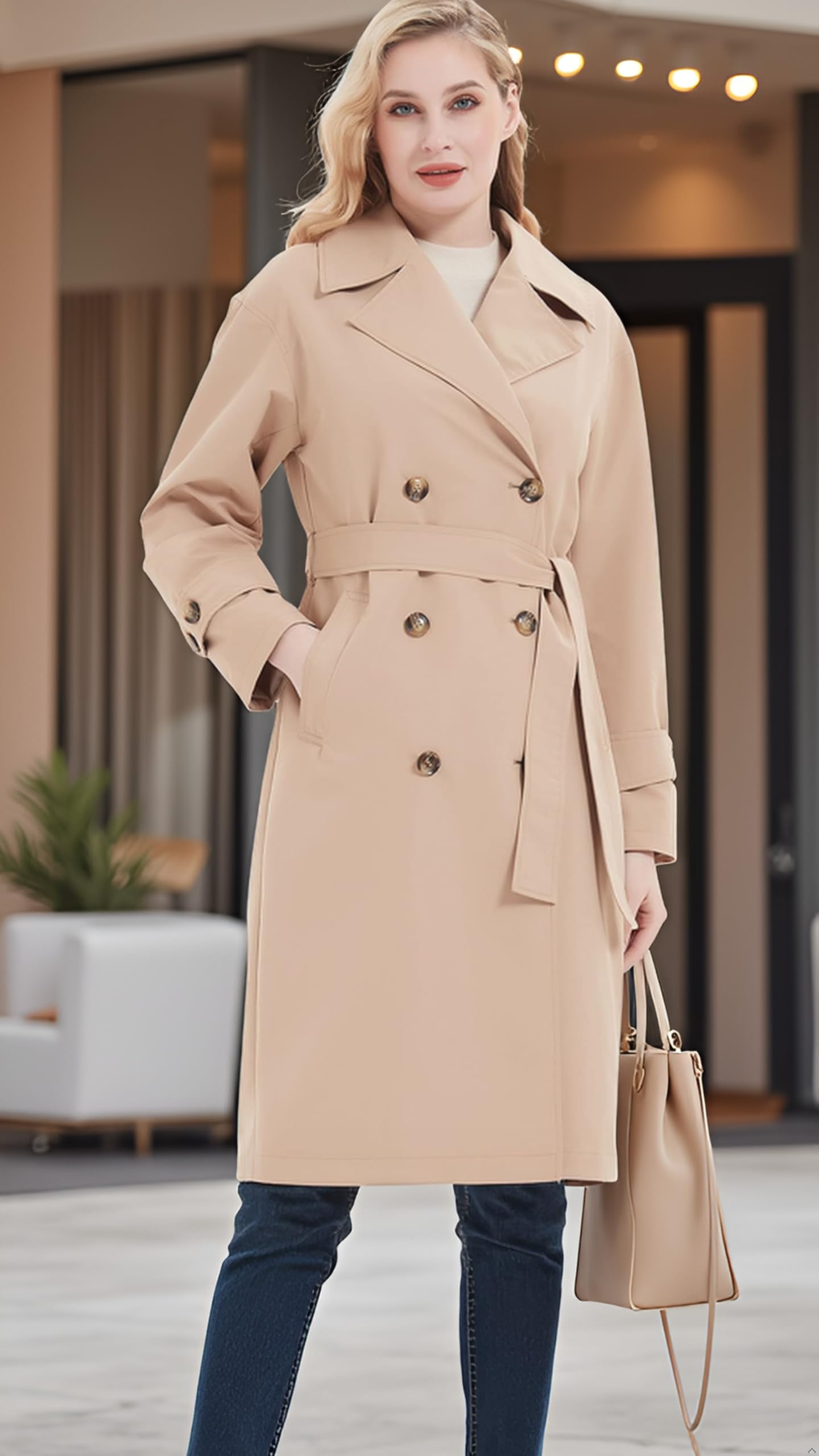 eBexxin - Women Trench Coats Loose Fit