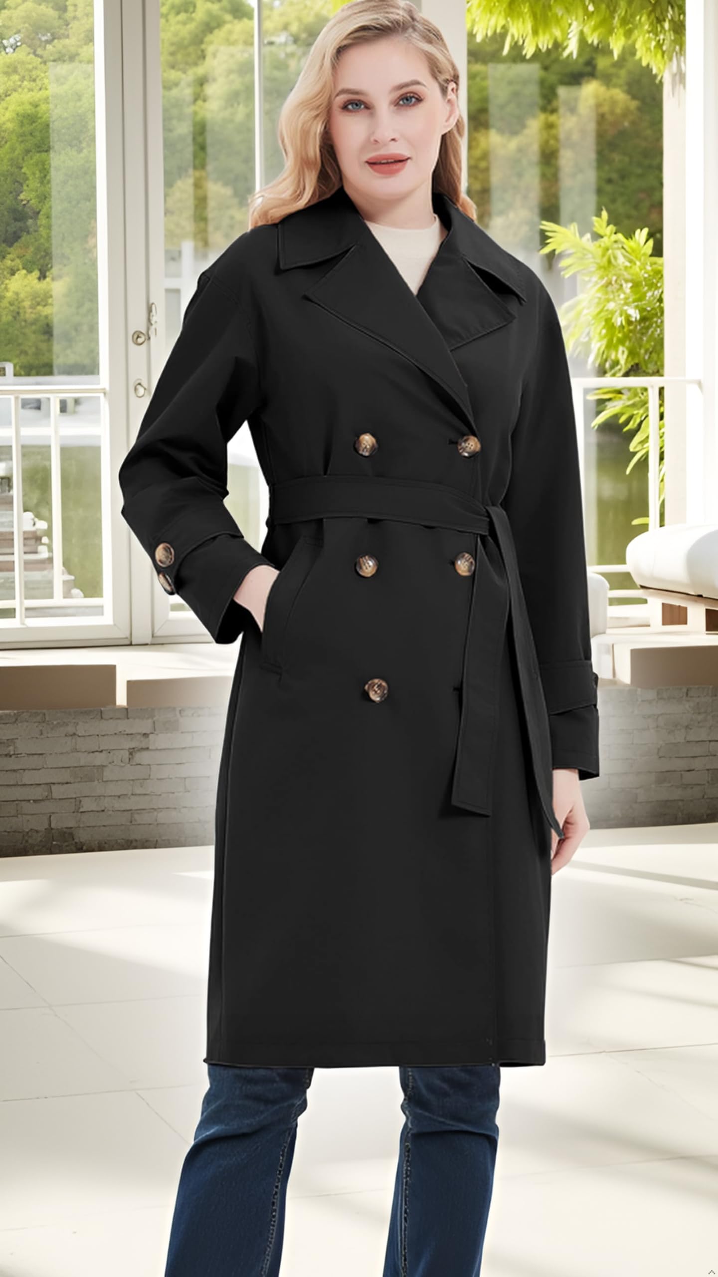 eBexxin - Women Trench Coats Loose Fit