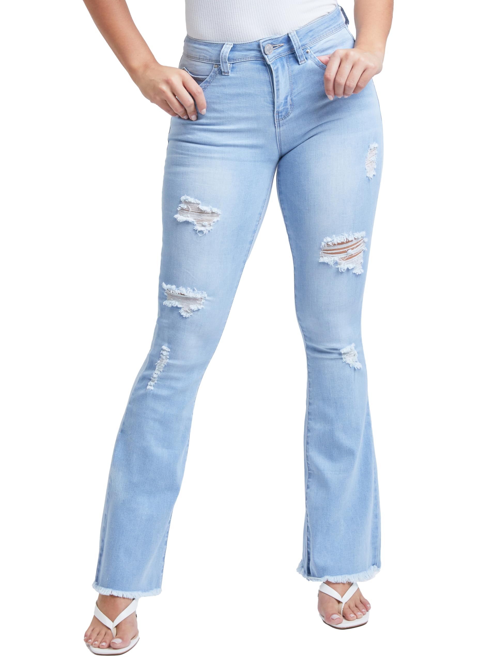 EBXN High Rise Super Flare Denim Jeans