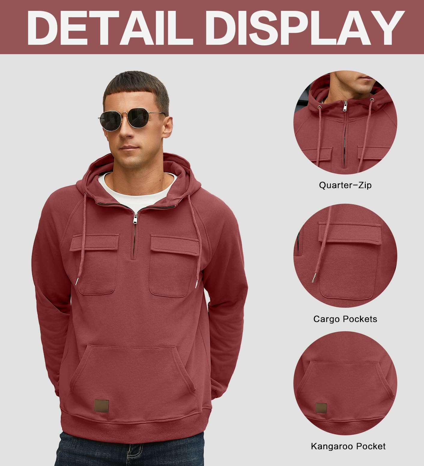 EBXN Men's Cargo Hoodies