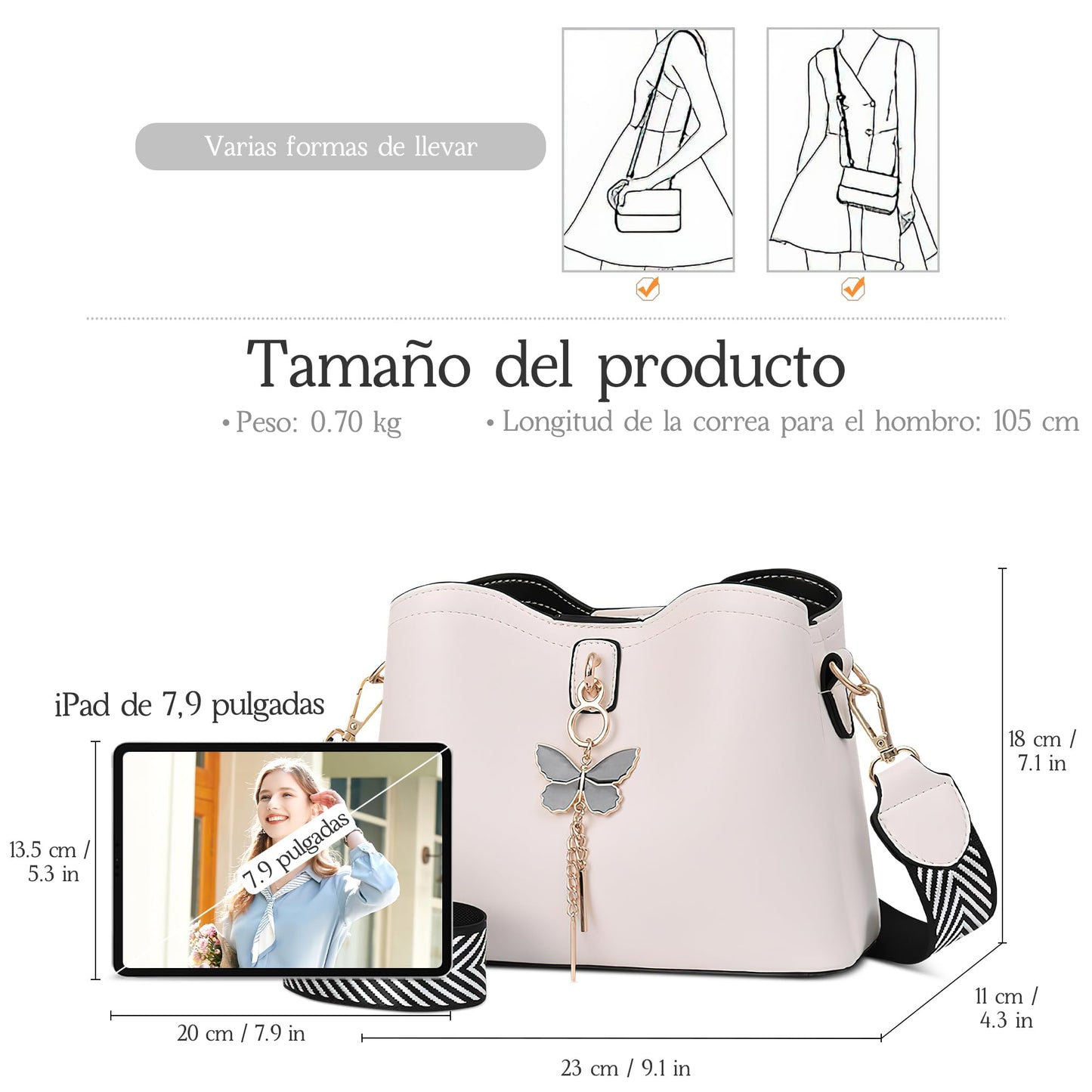 EBXN Bolso de Hombro de Moda para Mujer
