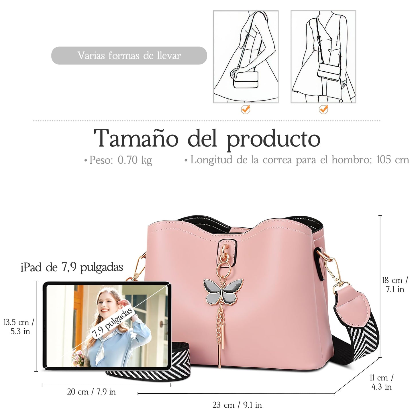 EBXN Bolso de Hombro de Moda para Mujer