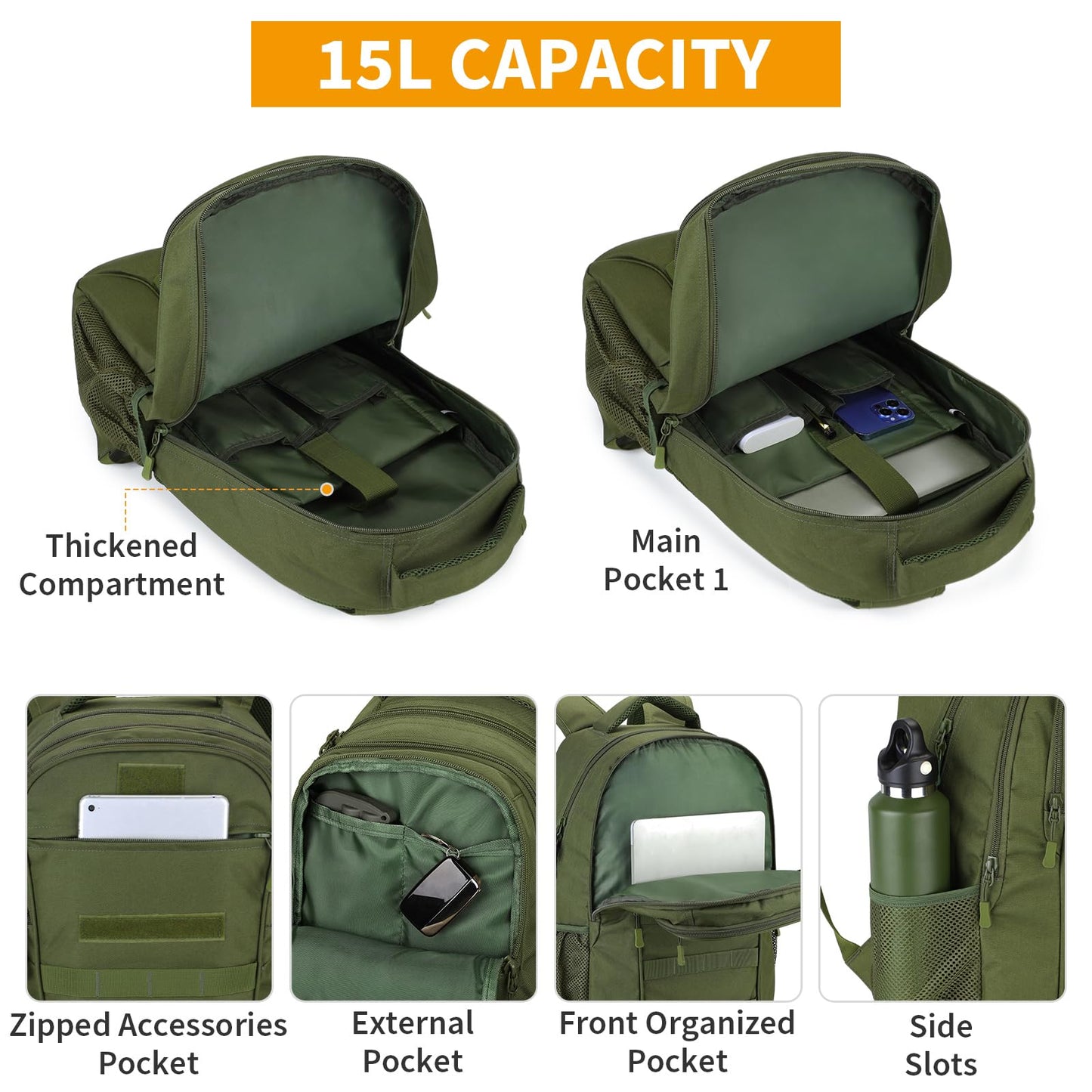 EBXN Mochila Militar Pequeña 15L