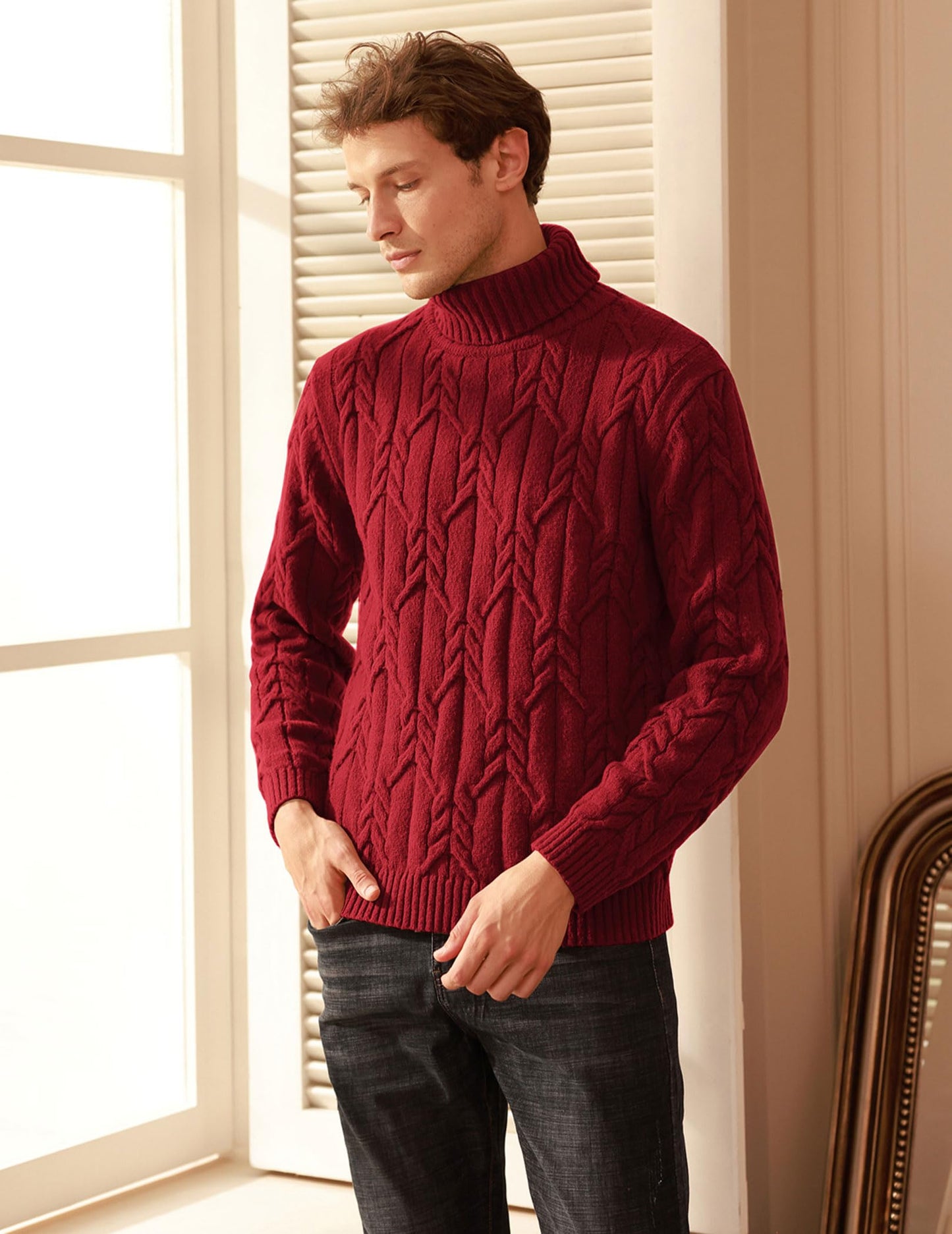 EBXN Men's Turtneck Pullover Sweaters