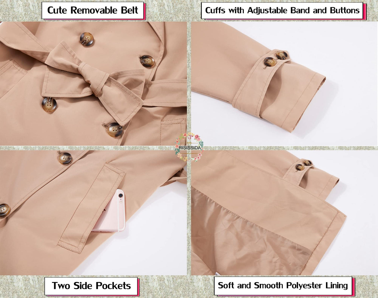 eBexxin - Women Trench Coats Loose Fit