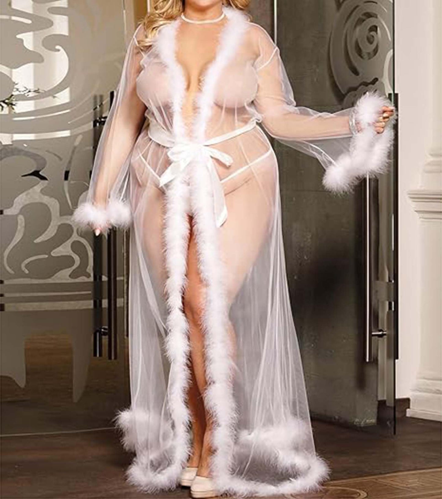 Vestido Kimono Largo Transparente