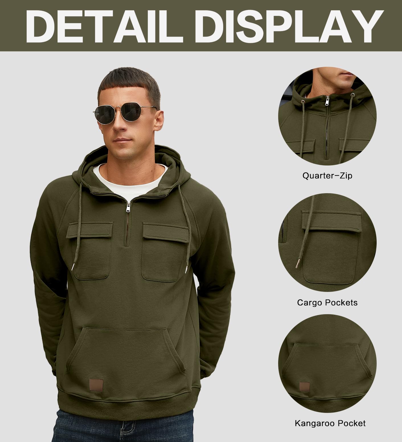 EBXN Men's Cargo Hoodies
