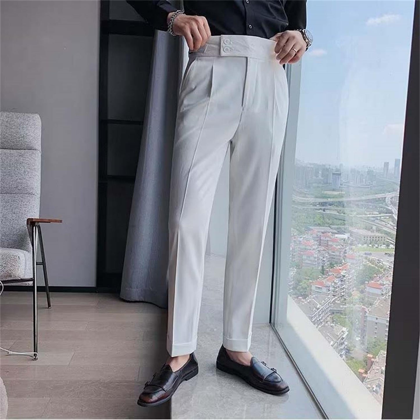 EBXN Pantalones de traje para hombre