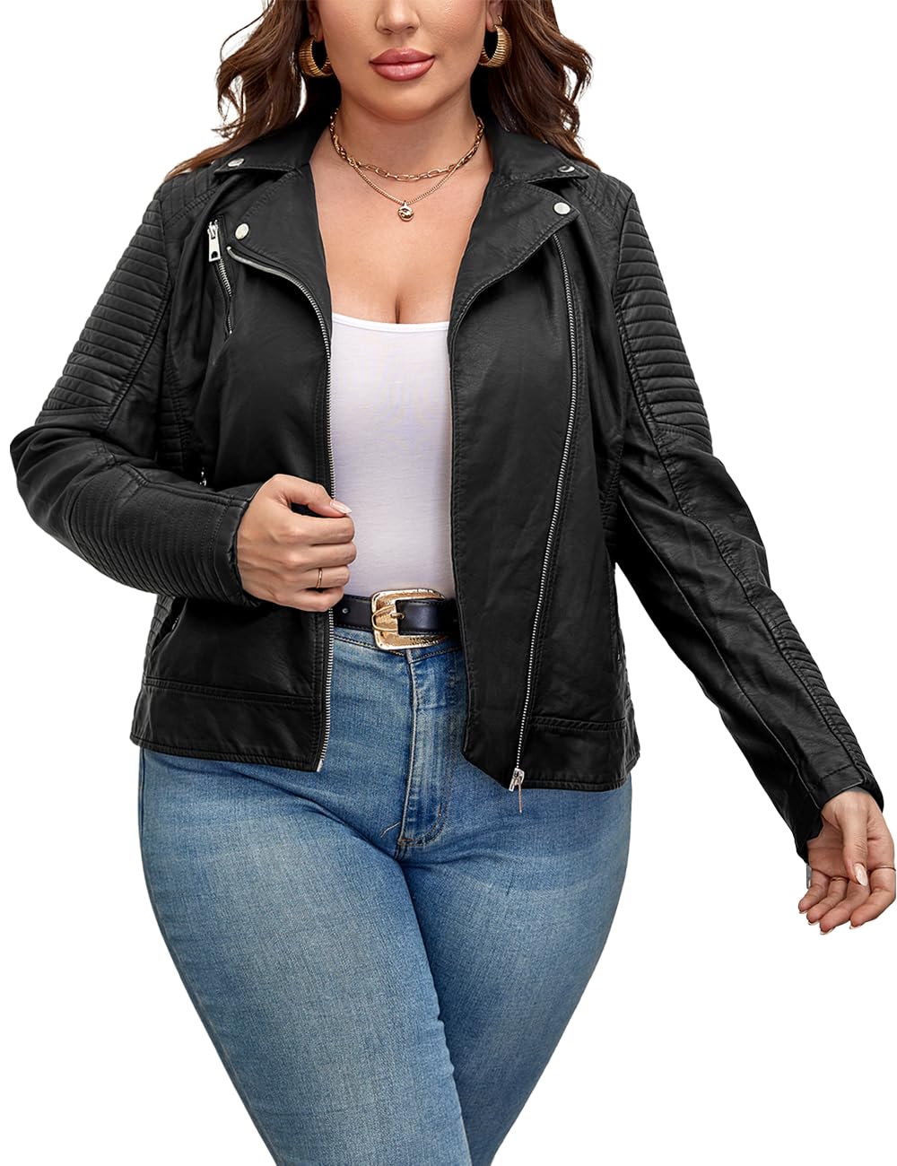 EBXN  Chaqueta Para Mujer Cuero
