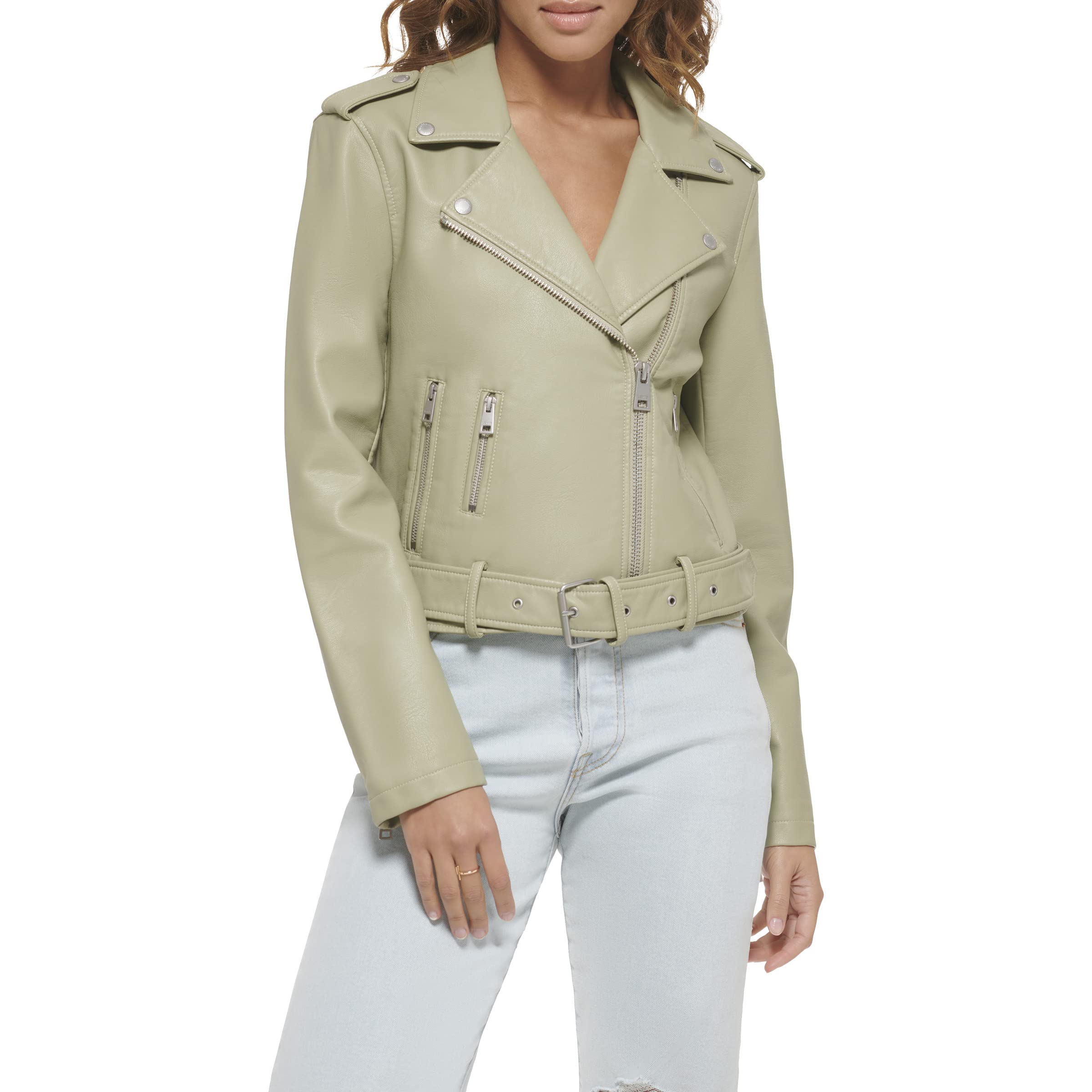 EBXN Women's Belted Faux Leather