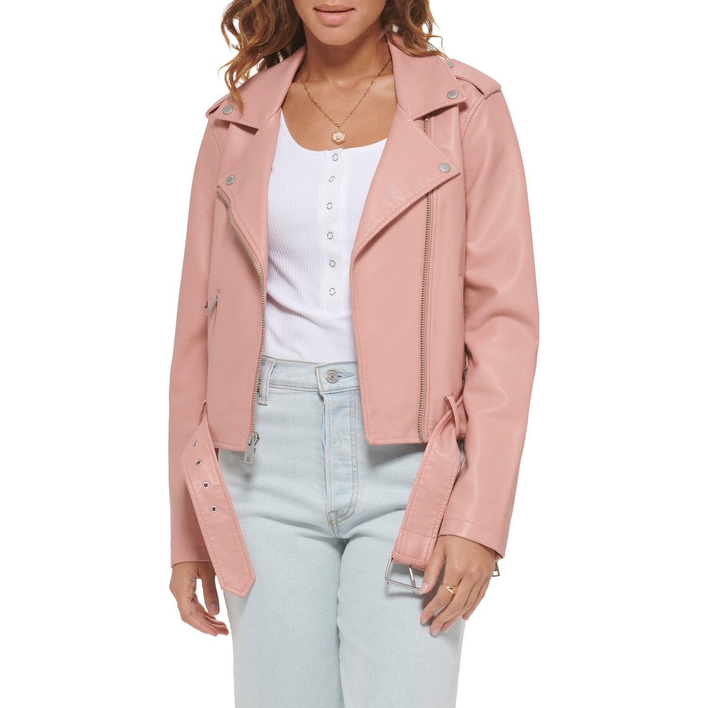 EBXN Women's Belted Faux Leather