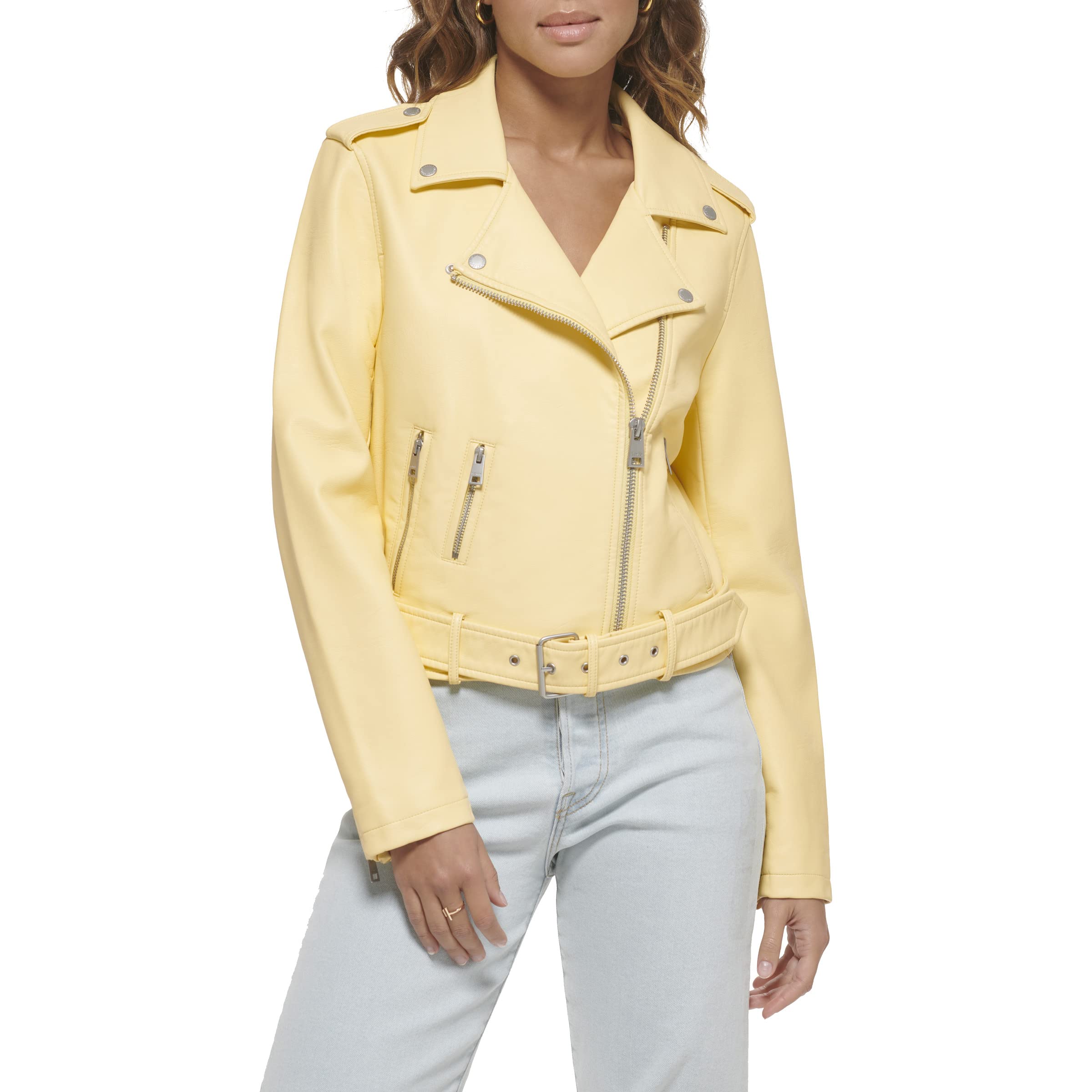 EBXN Women's Belted Faux Leather
