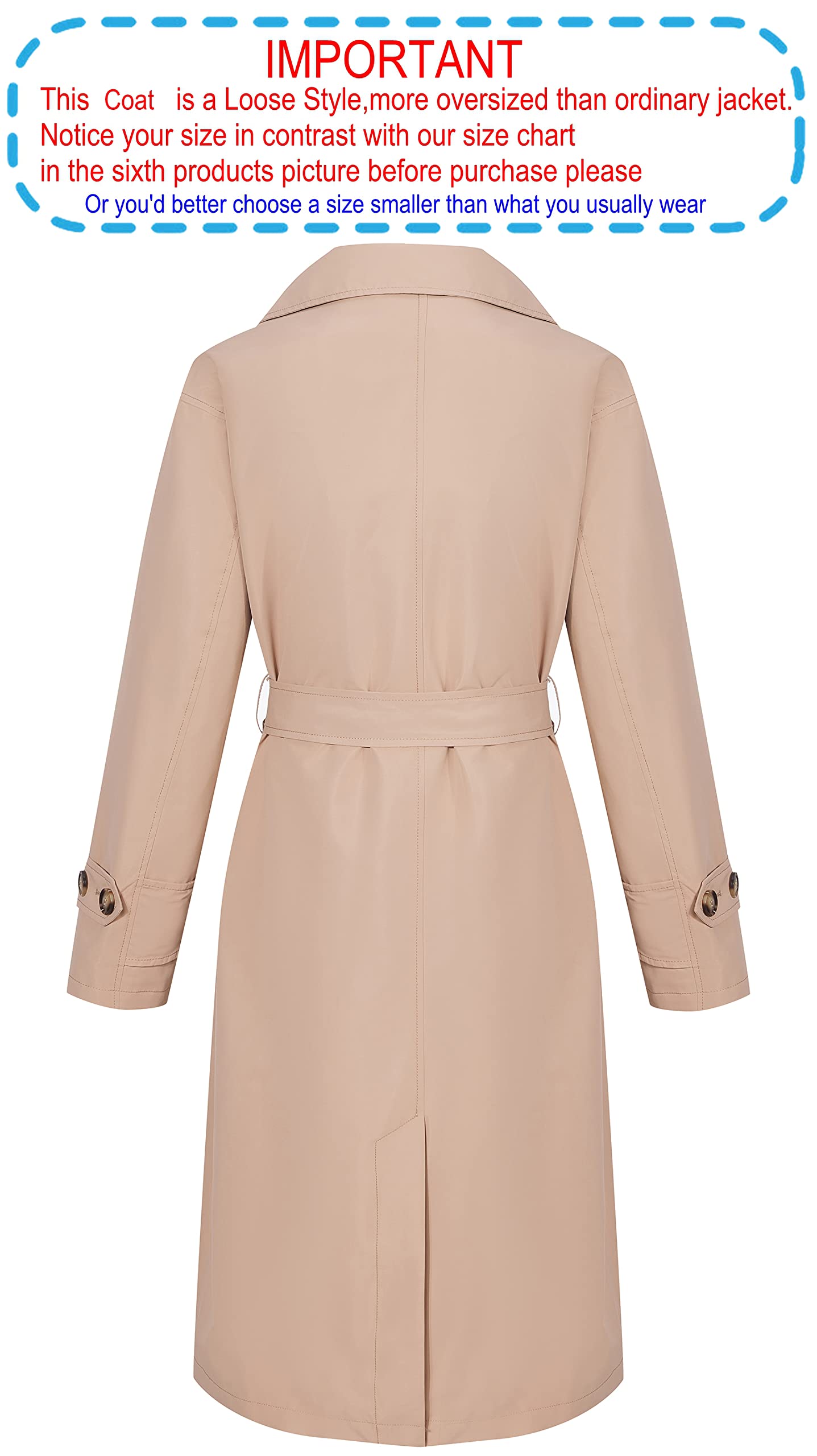 eBexxin - Women Trench Coats Loose Fit