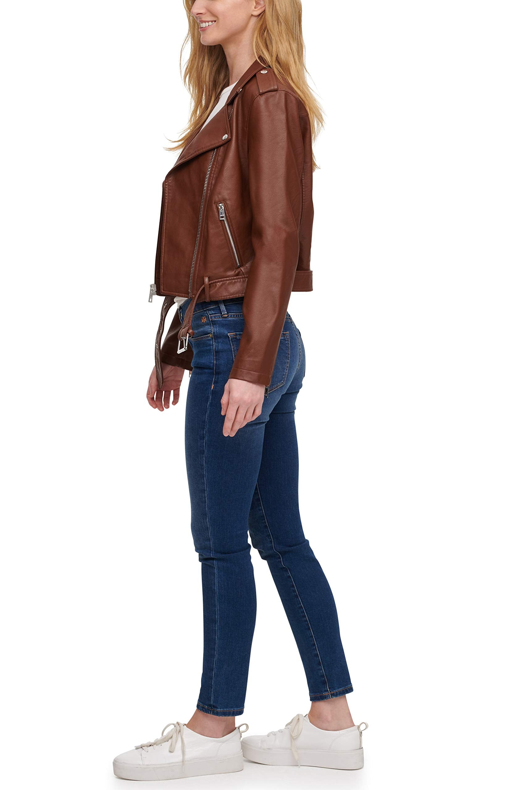 EBXN Women's Belted Faux Leather