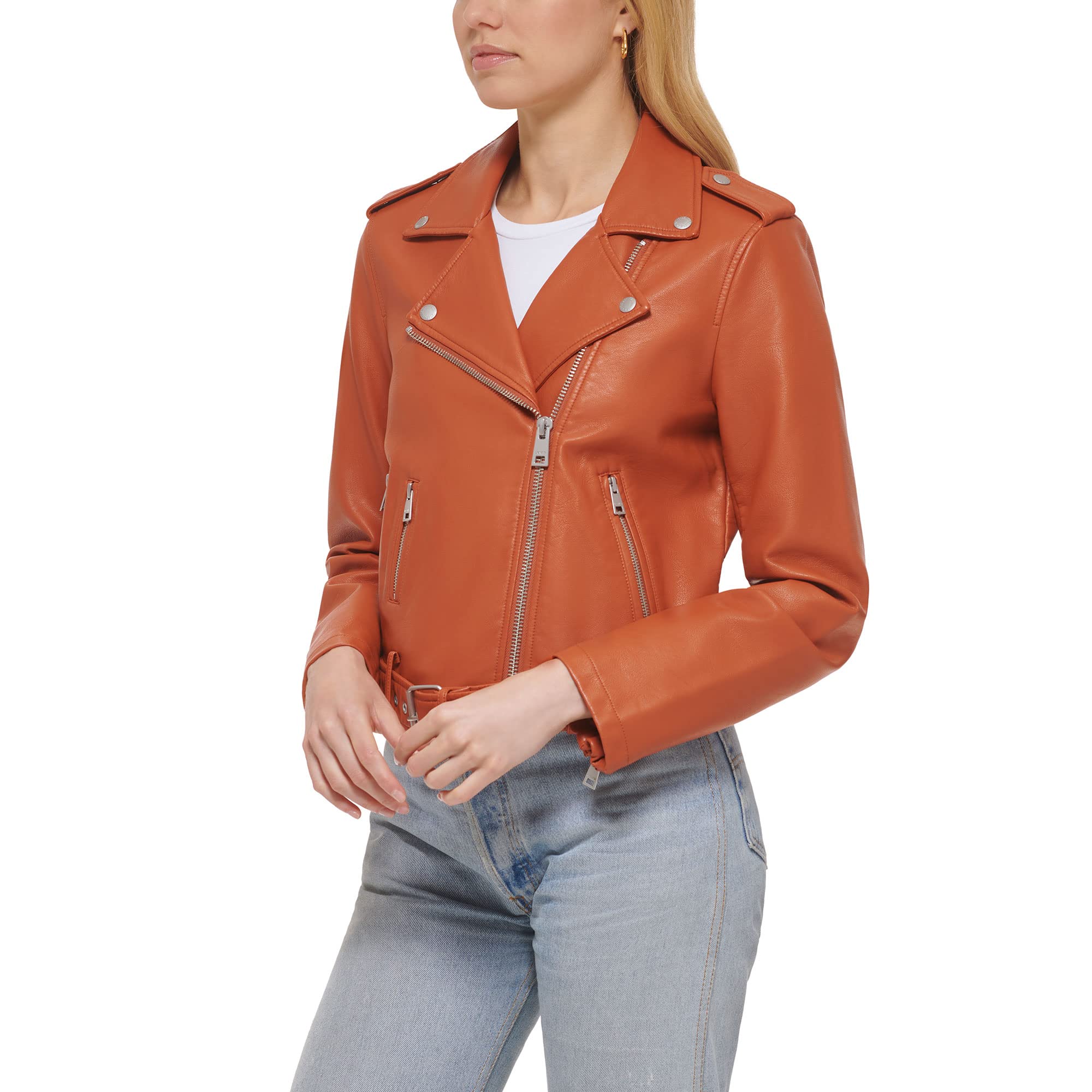 EBXN Women's Belted Faux Leather
