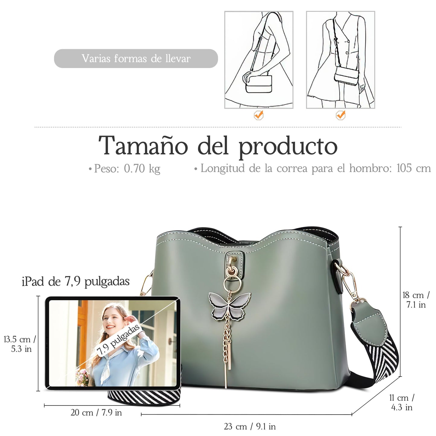 EBXN Bolso de Hombro de Moda para Mujer
