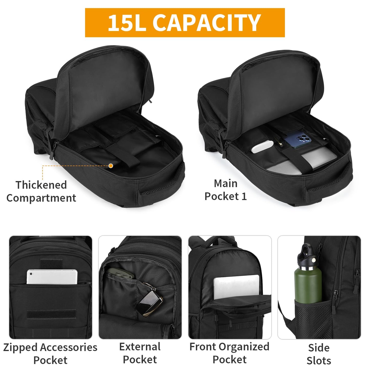 EBXN Mochila Militar Pequeña 15L