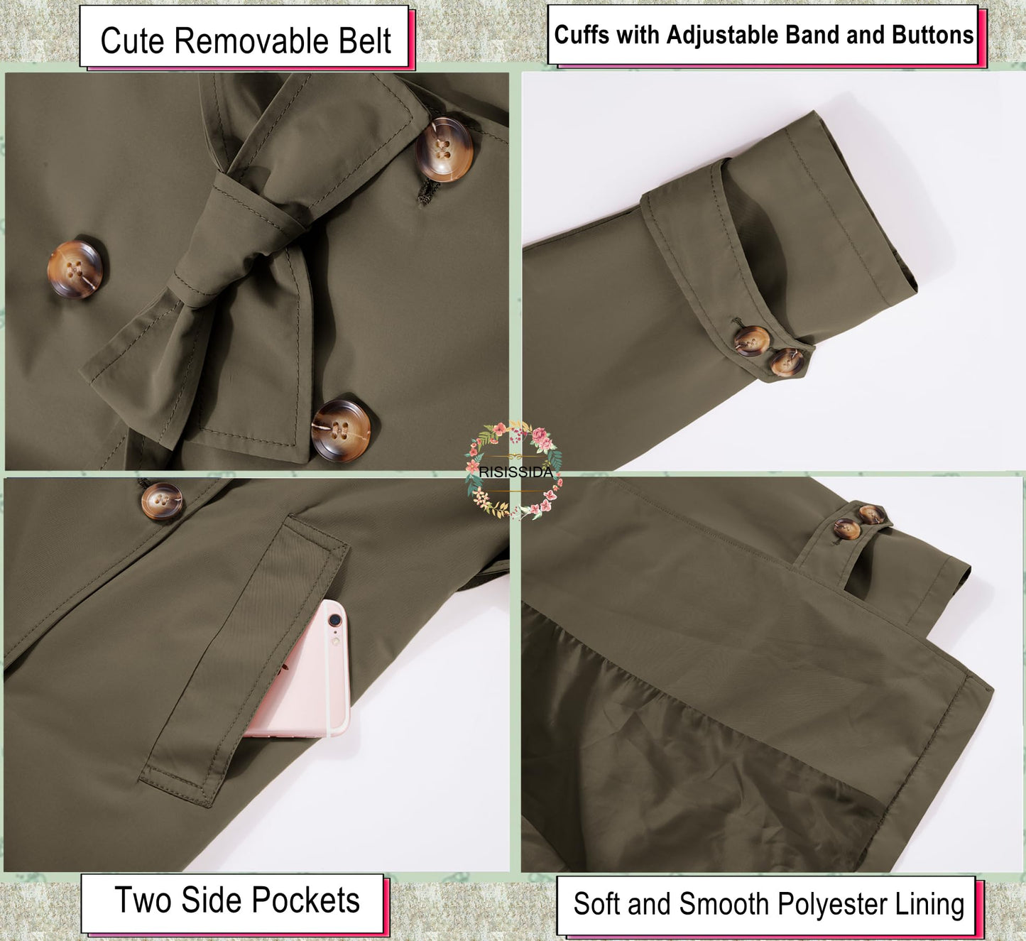 eBexxin - Women Trench Coats Loose Fit