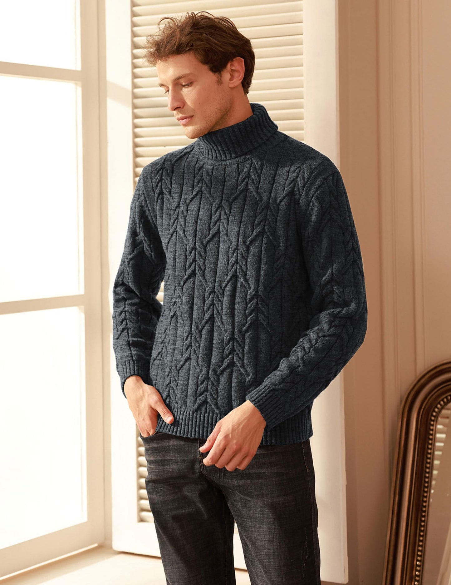 EBXN Men's Turtneck Pullover Sweaters