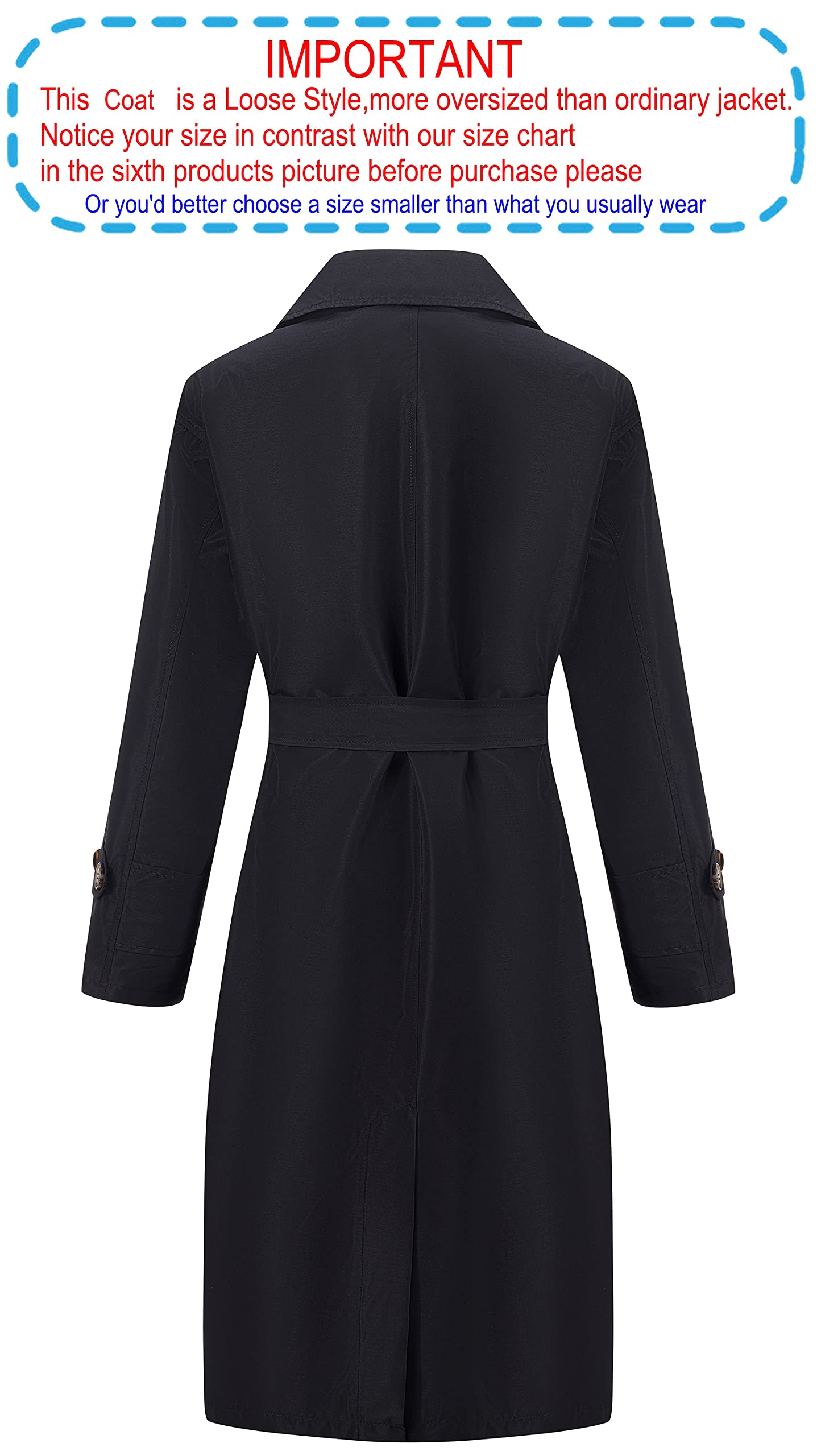 eBexxin - Women Trench Coats Loose Fit