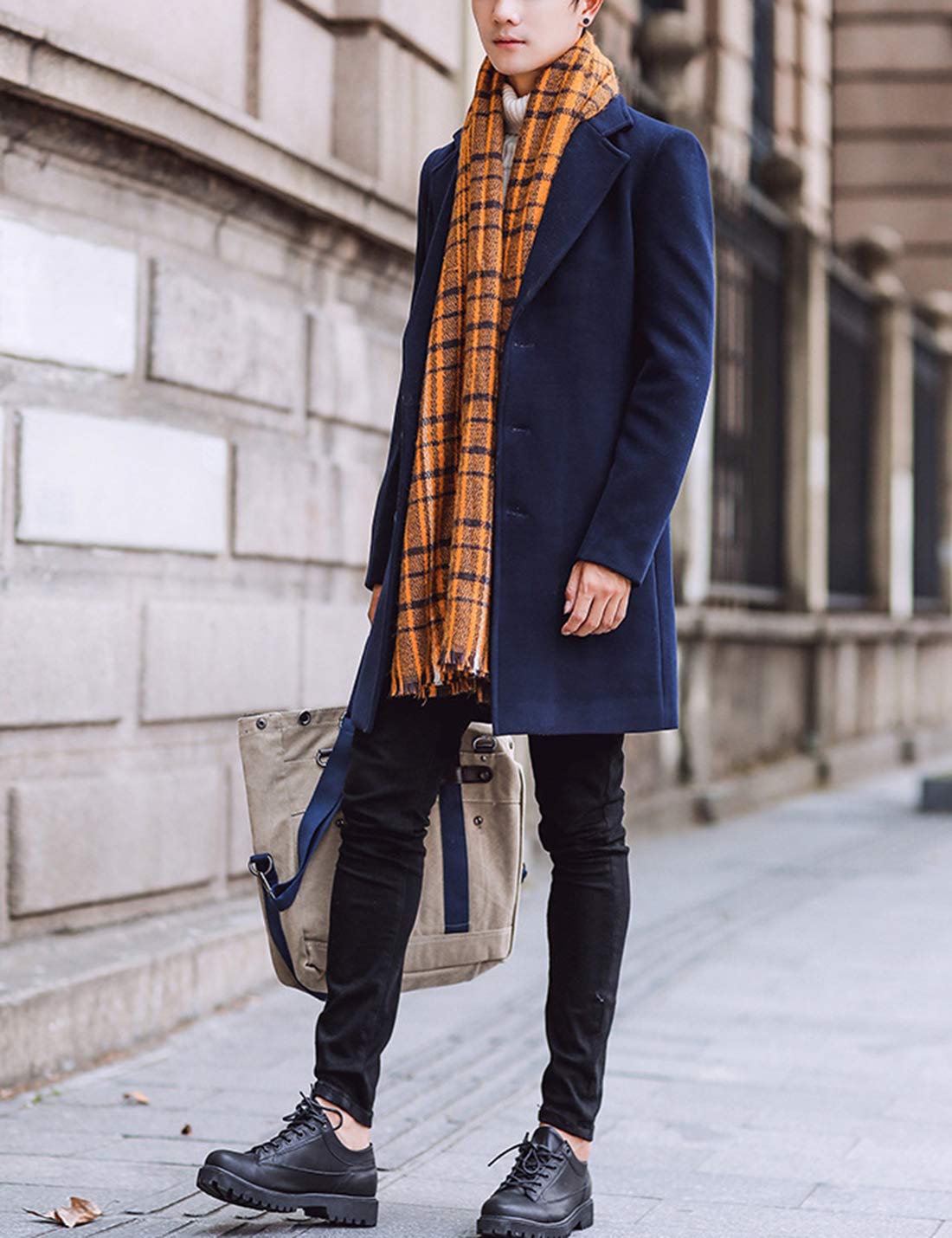 eBexxin - Men's Wool Blend Pea Coat