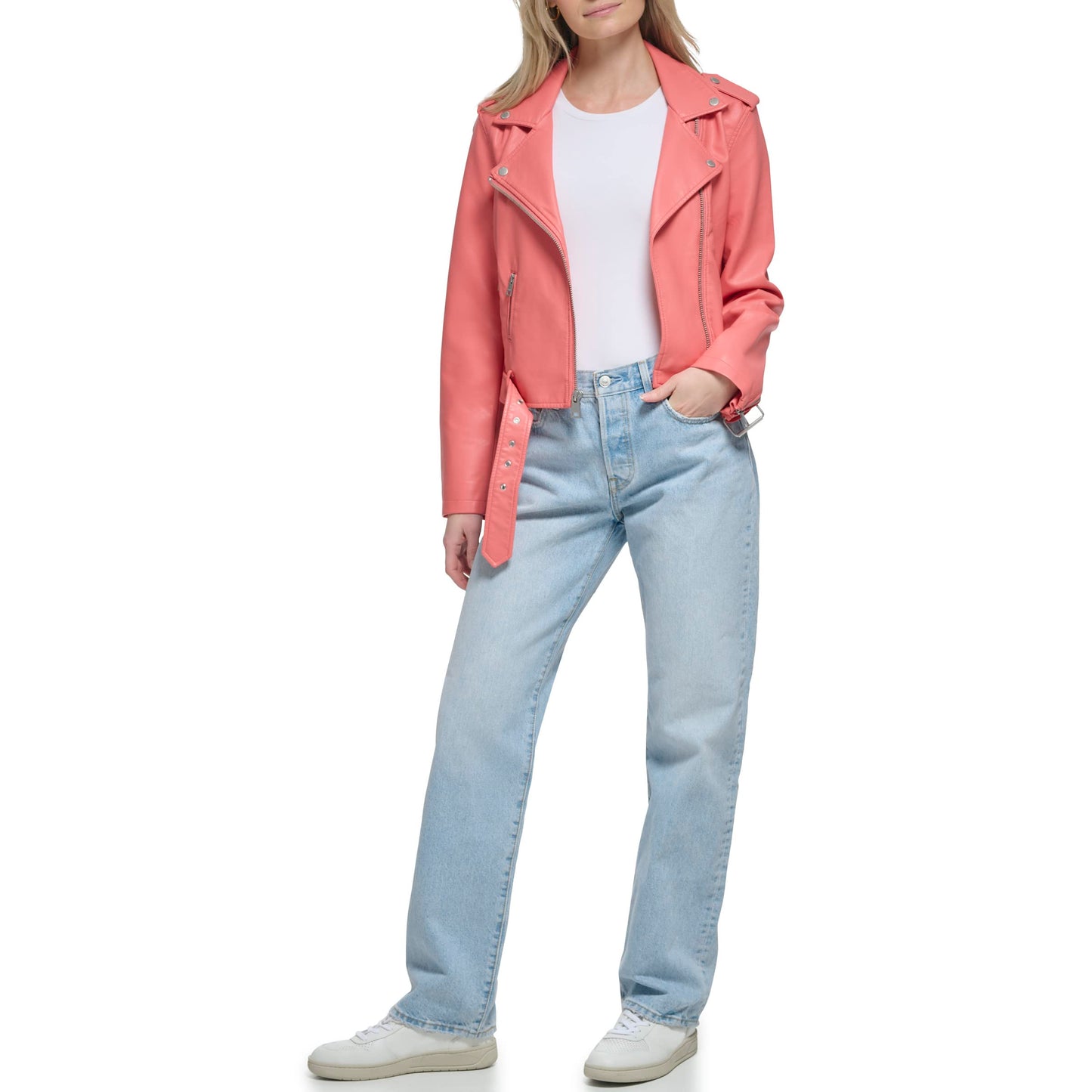 EBXN Women's Belted Faux Leather