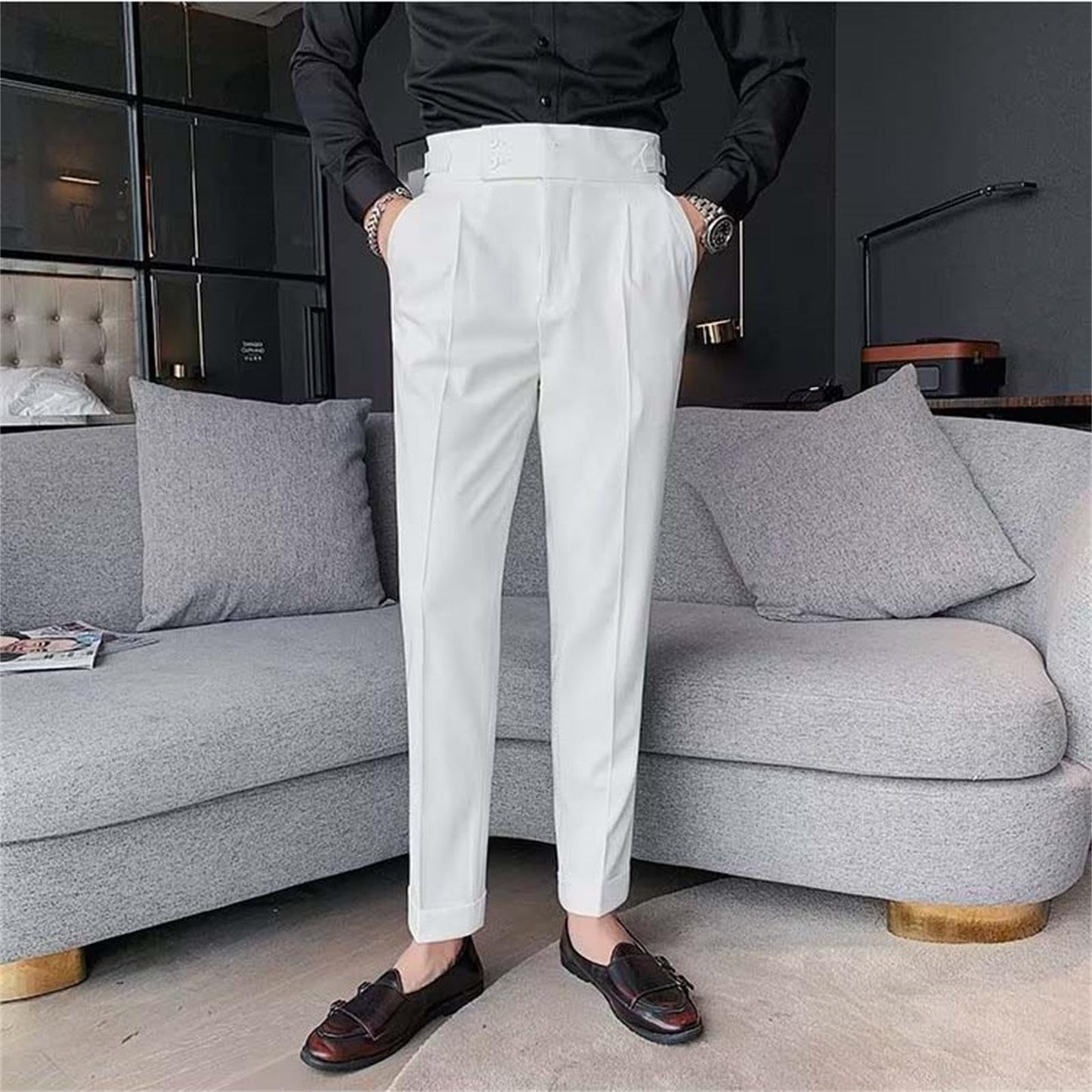 EBXN Pantalones de traje para hombre