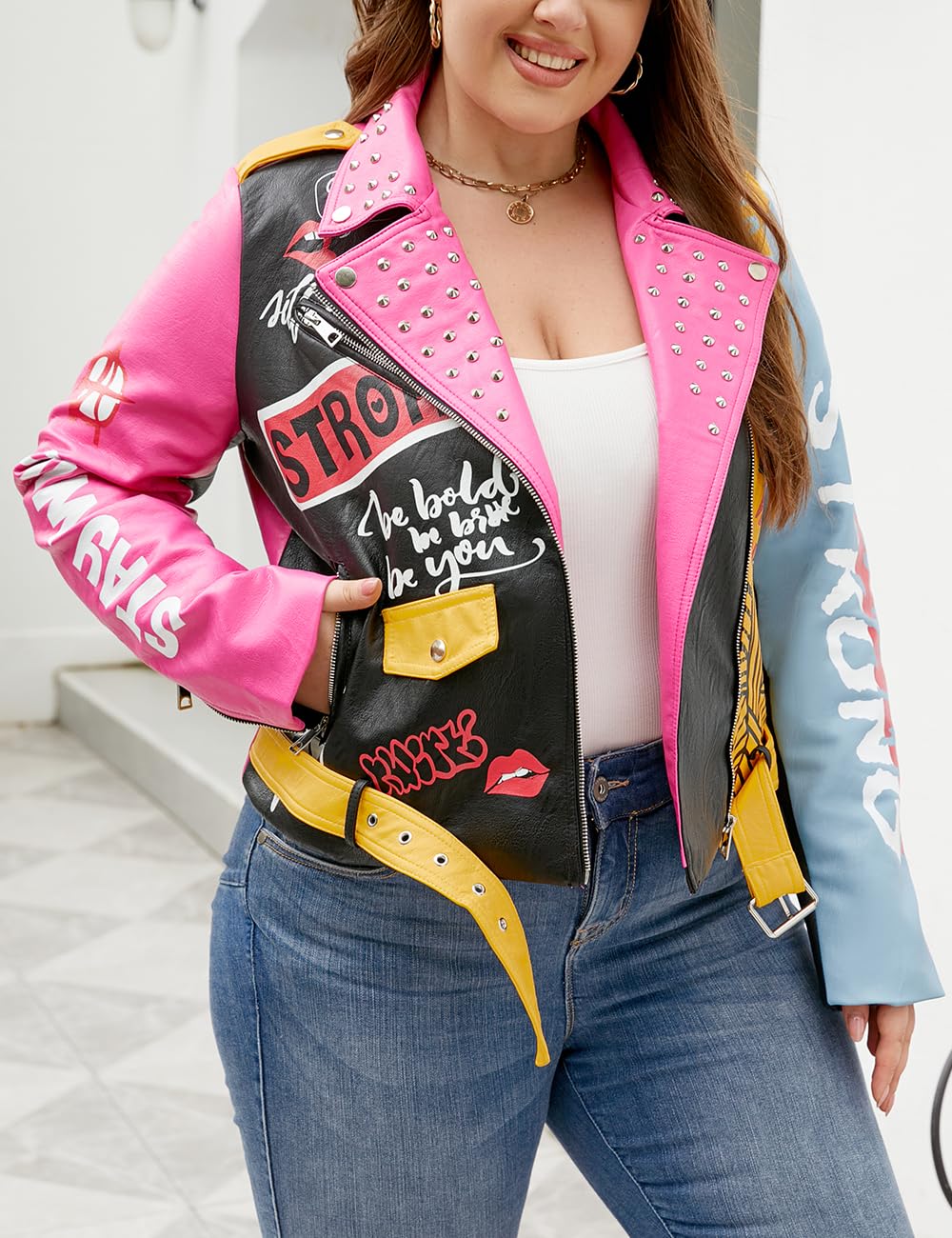 EBXN  Chaqueta Para Mujer Cuero
