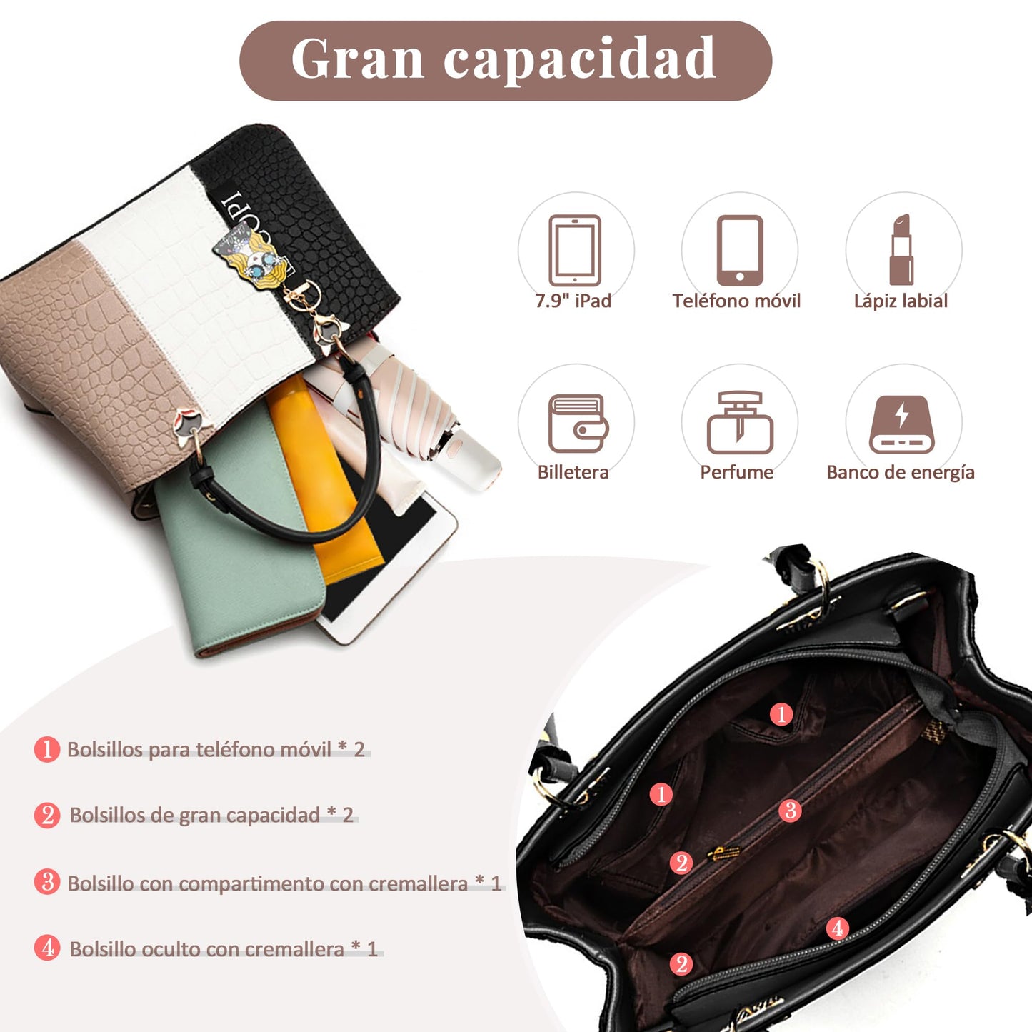 EBXN Moda Bolsos de Mano Mujer