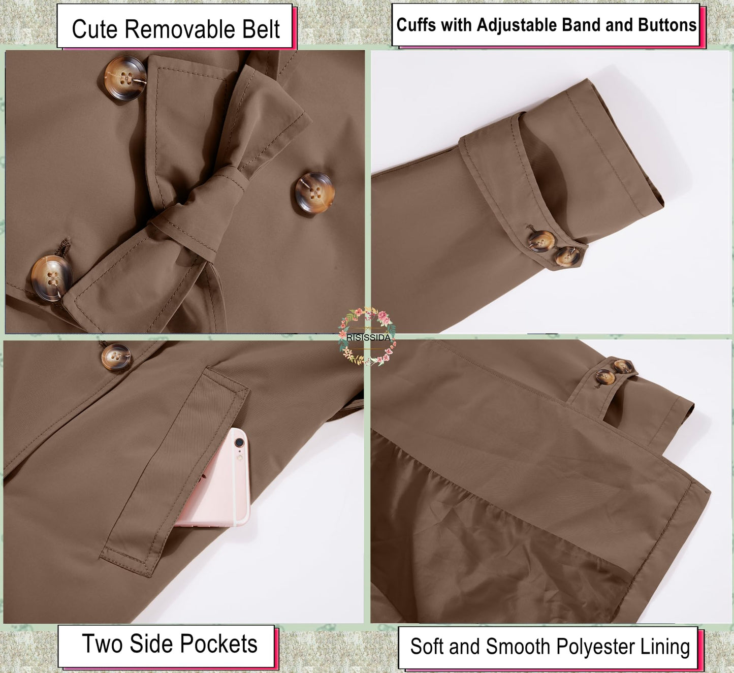 eBexxin - Women Trench Coats Loose Fit