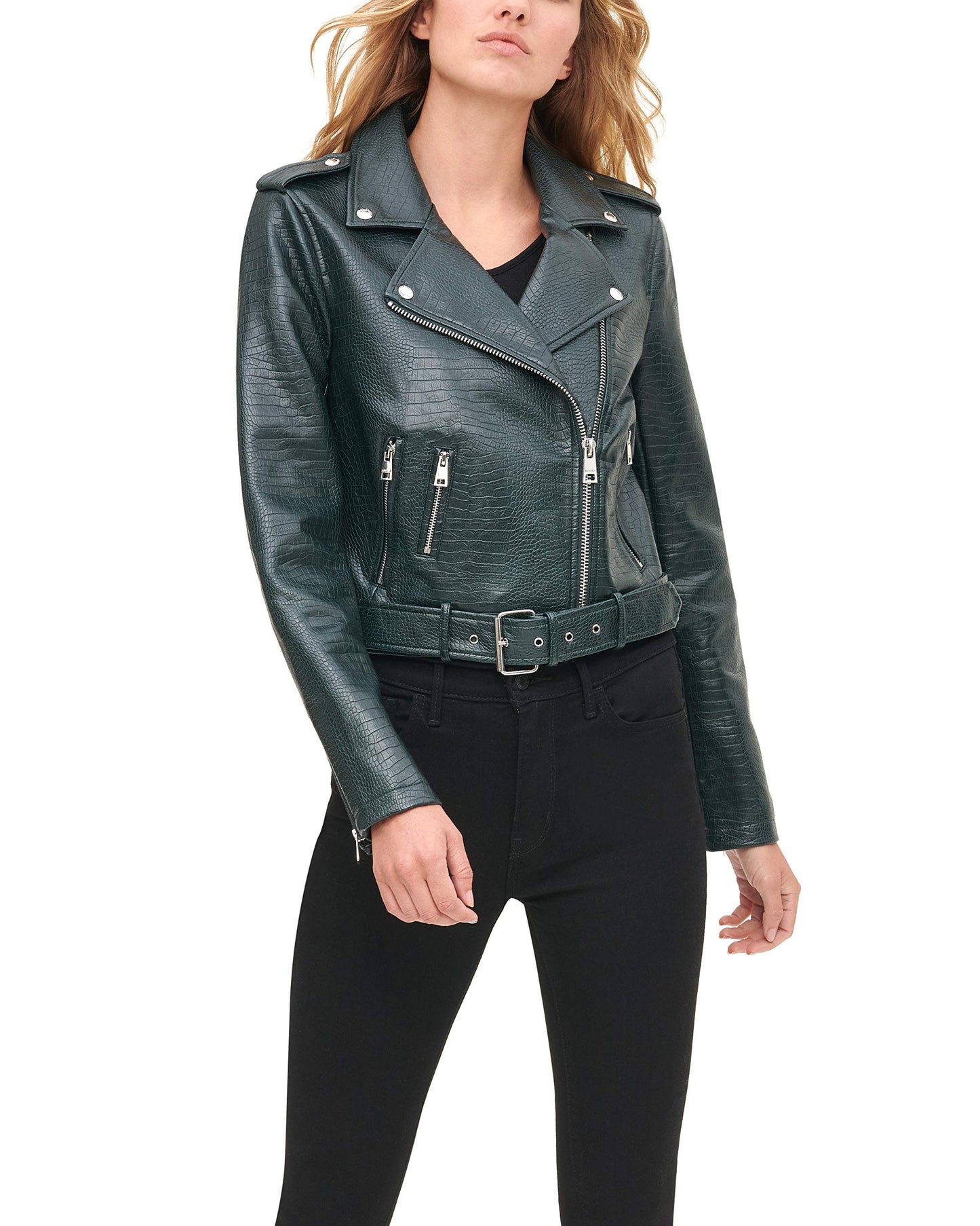 EBXN Women's Belted Faux Leather