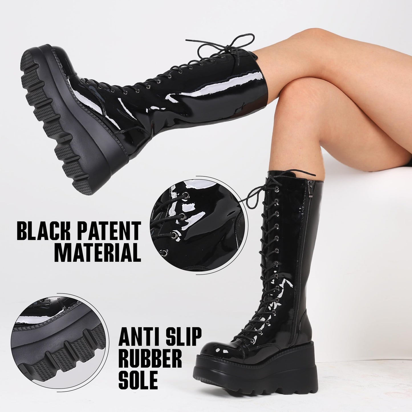 EBXN Womens High Platform Mid Calf