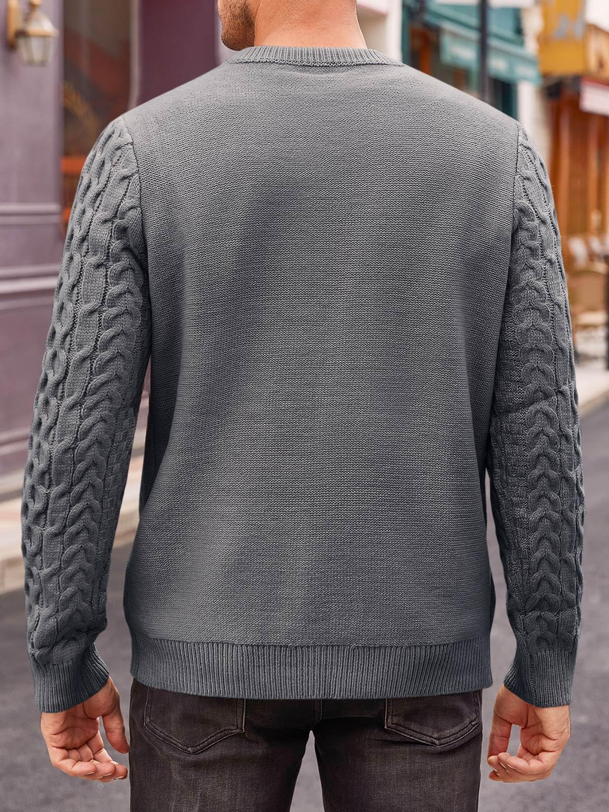 EBXN Mens Cable Knitted Pullover Sweater