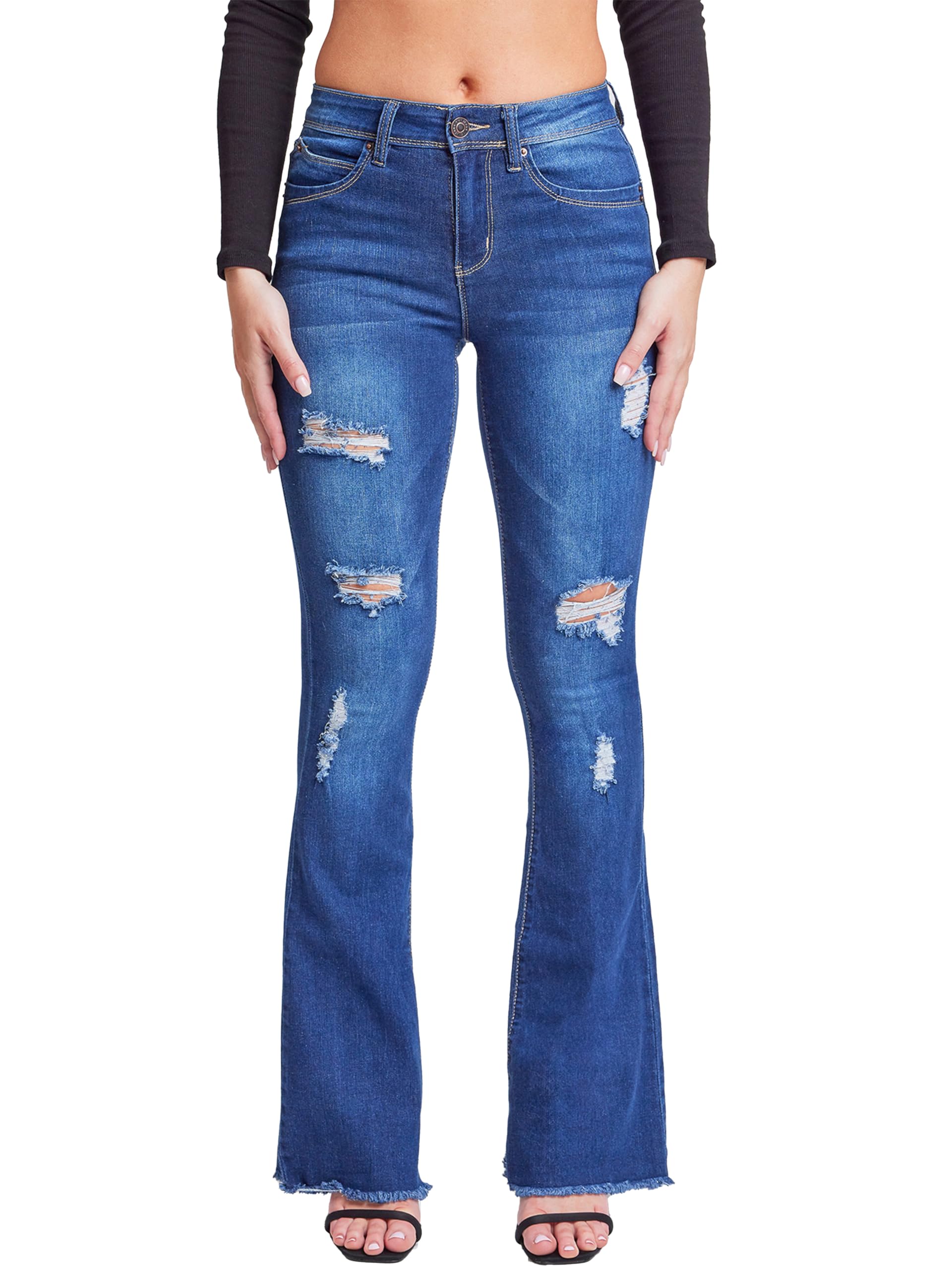 EBXN High Rise Super Flare Denim Jeans