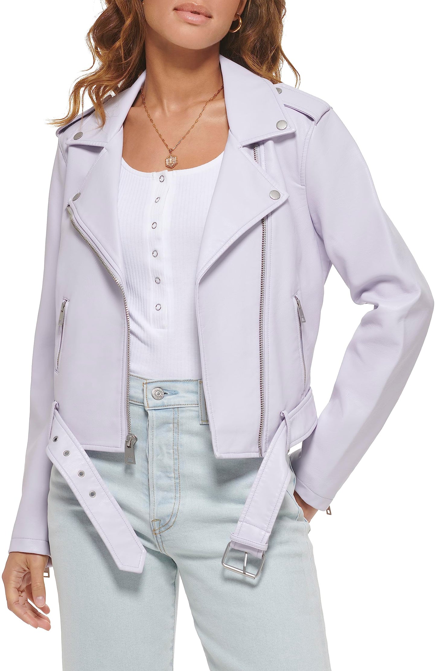 EBXN Women's Belted Faux Leather