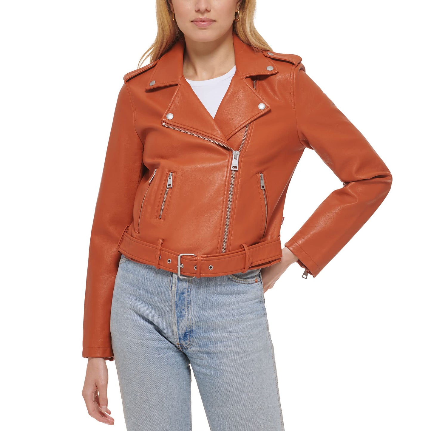 EBXN Women's Belted Faux Leather