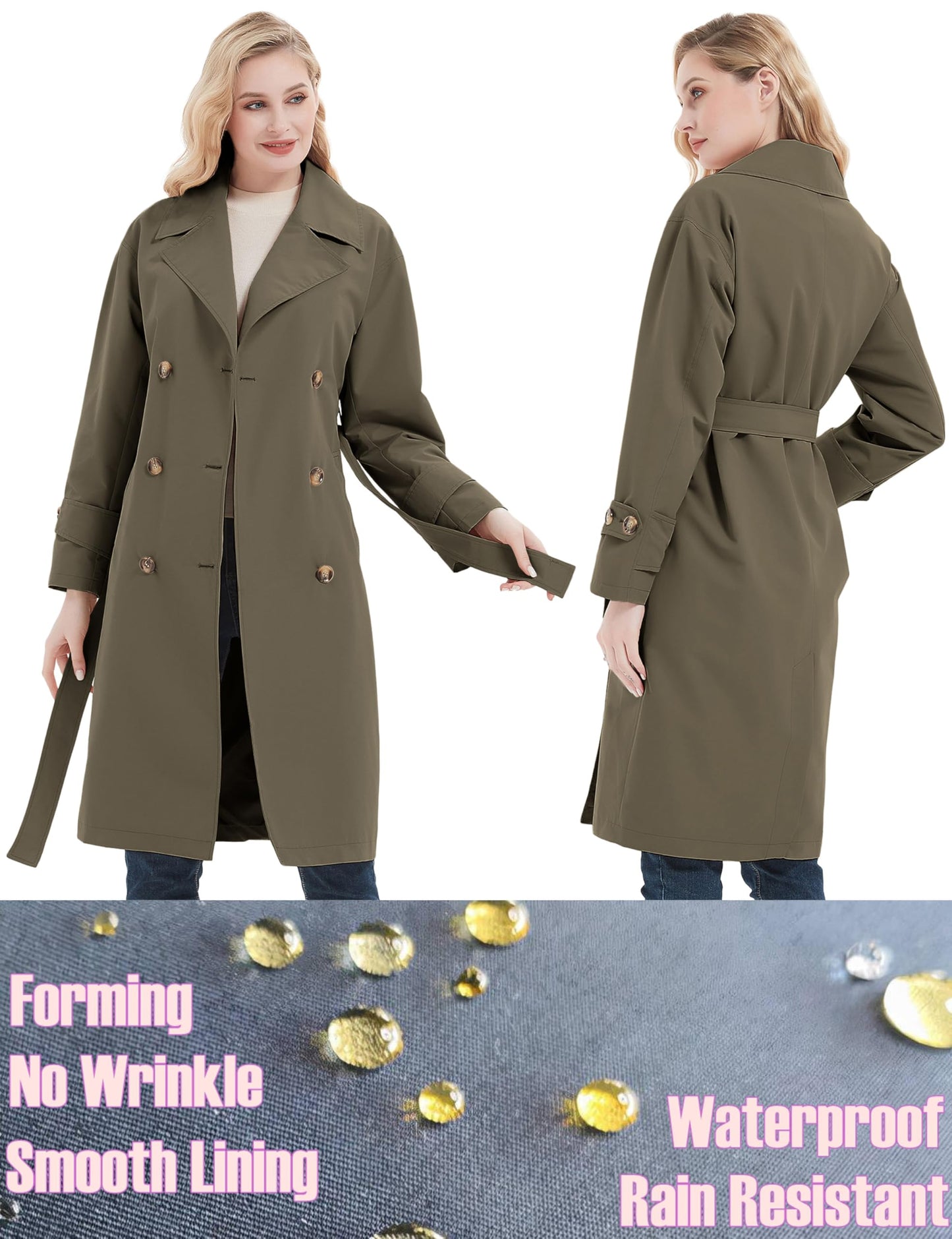eBexxin - Women Trench Coats Loose Fit