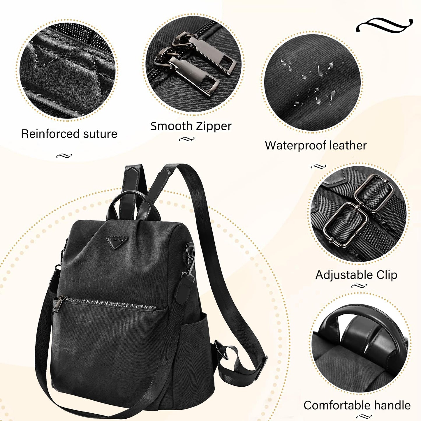EBXN Mochila de Cuero PU