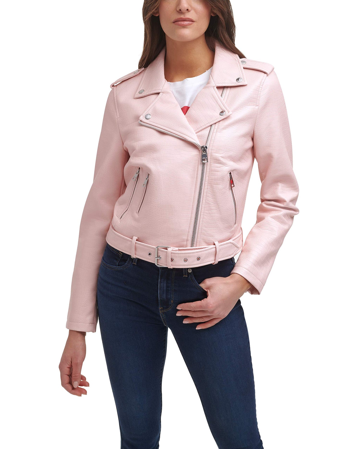 EBXN Women's Belted Faux Leather