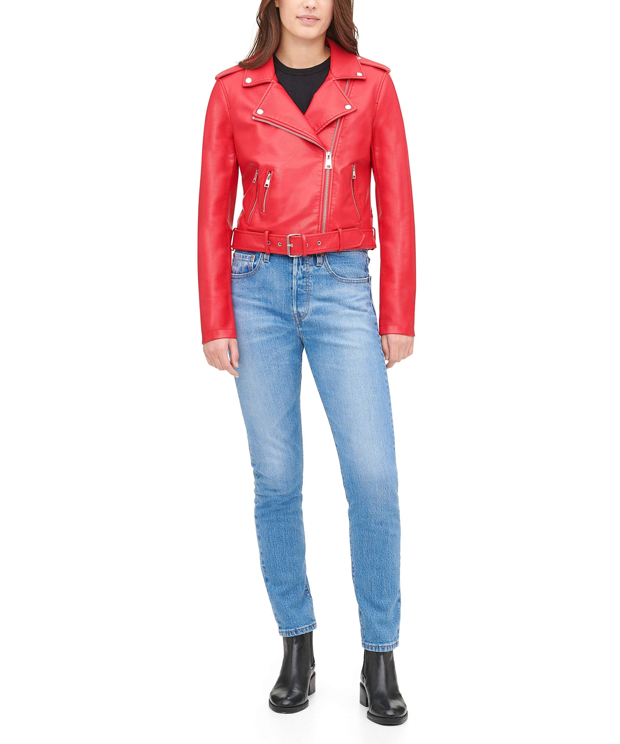 EBXN Women's Belted Faux Leather