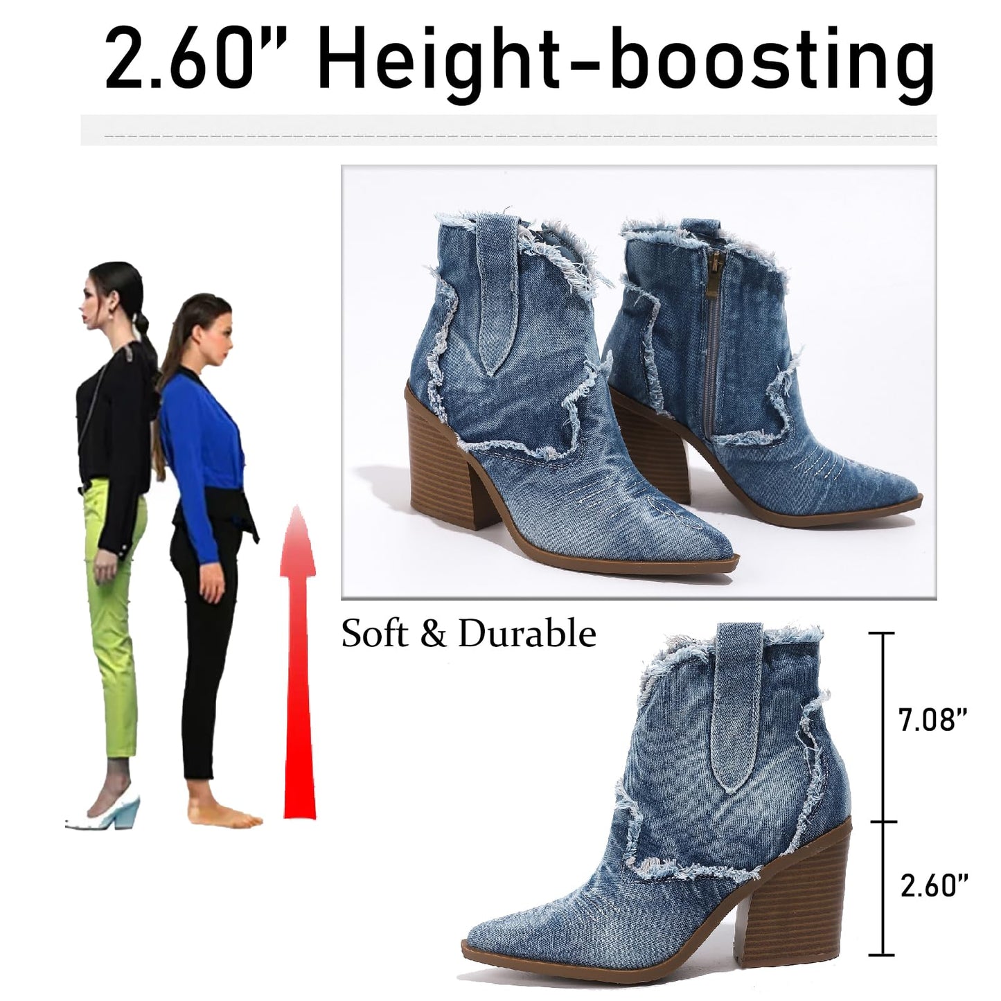 EBXN Women's Cowboy Ankle Boots