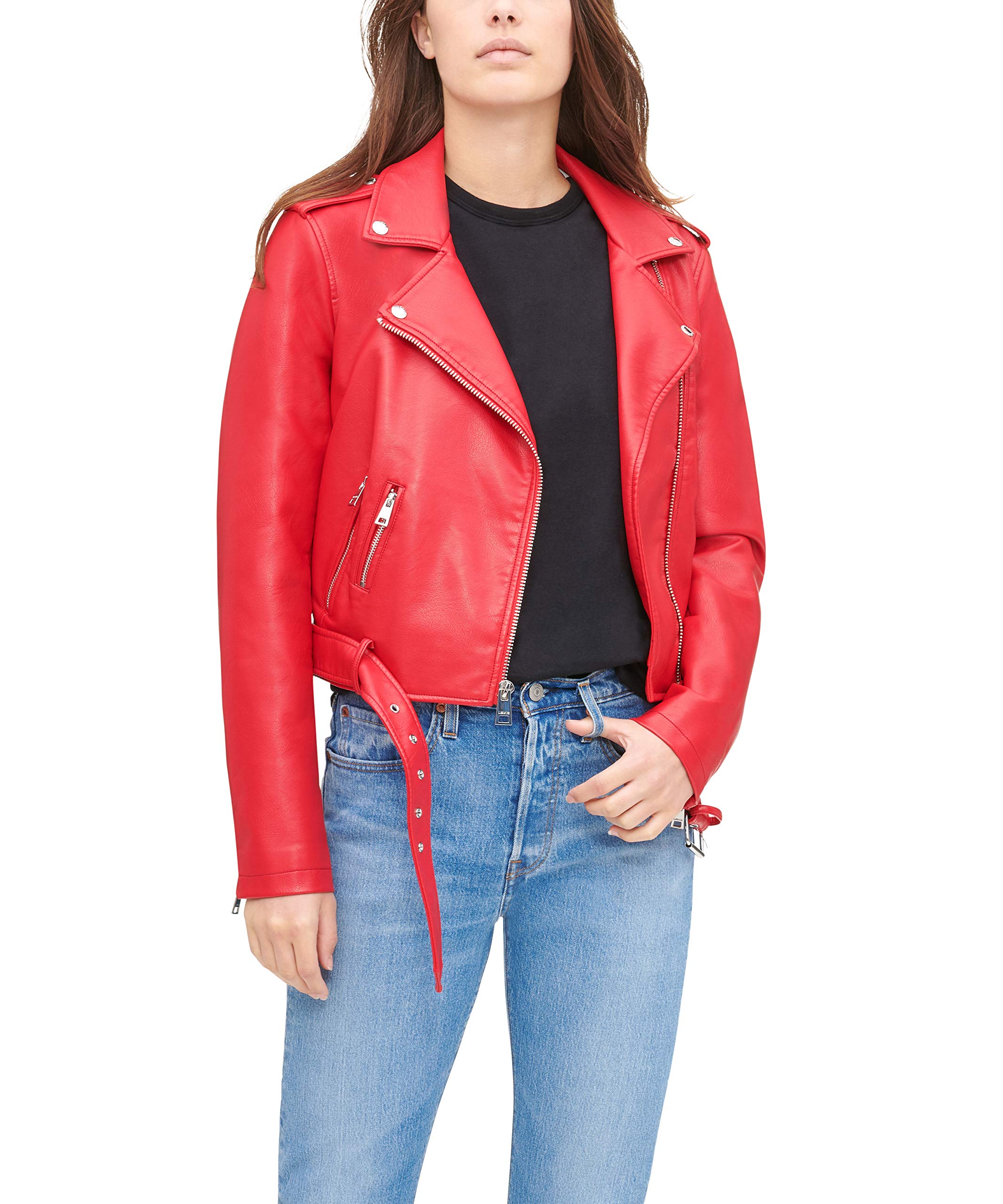 EBXN Women's Belted Faux Leather