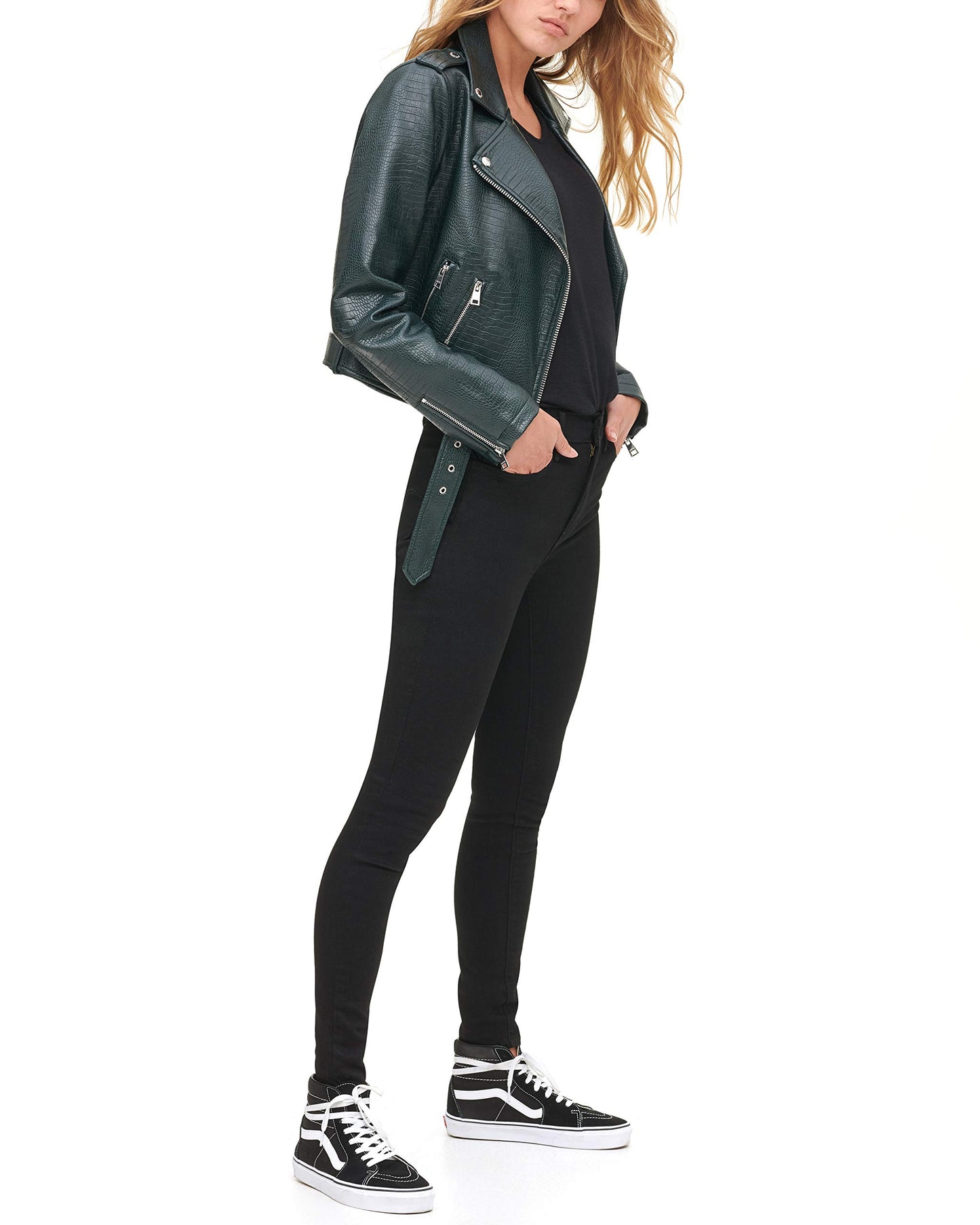 EBXN Women's Belted Faux Leather